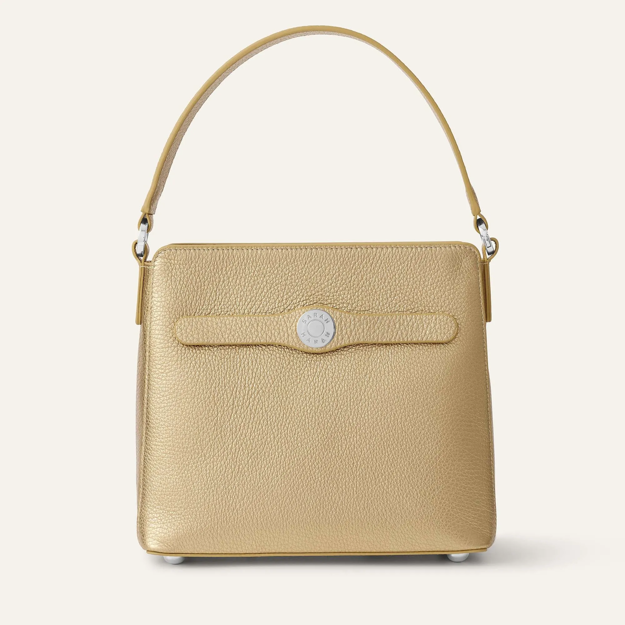 Rosa Handbag | Shimmer Metallic Gold with Silver hardware