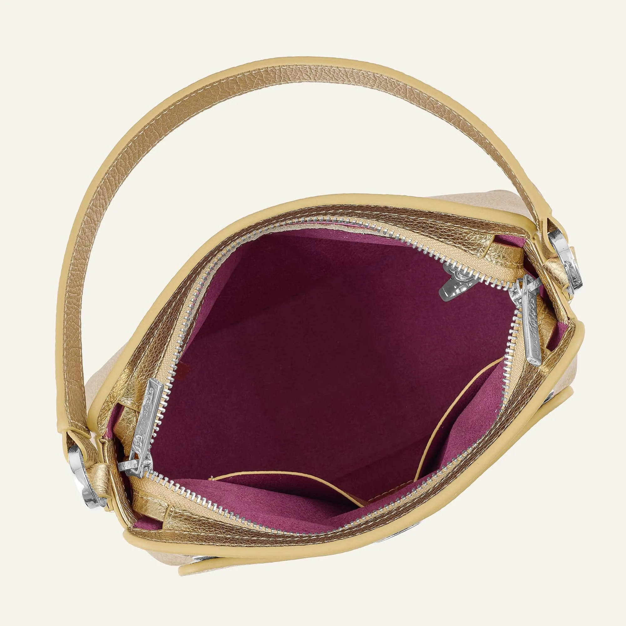 Rosa Handbag | Shimmer Metallic Gold with Silver hardware