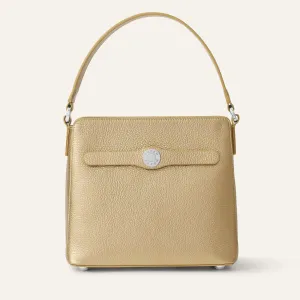 Rosa Handbag | Shimmer Metallic Gold with Silver hardware