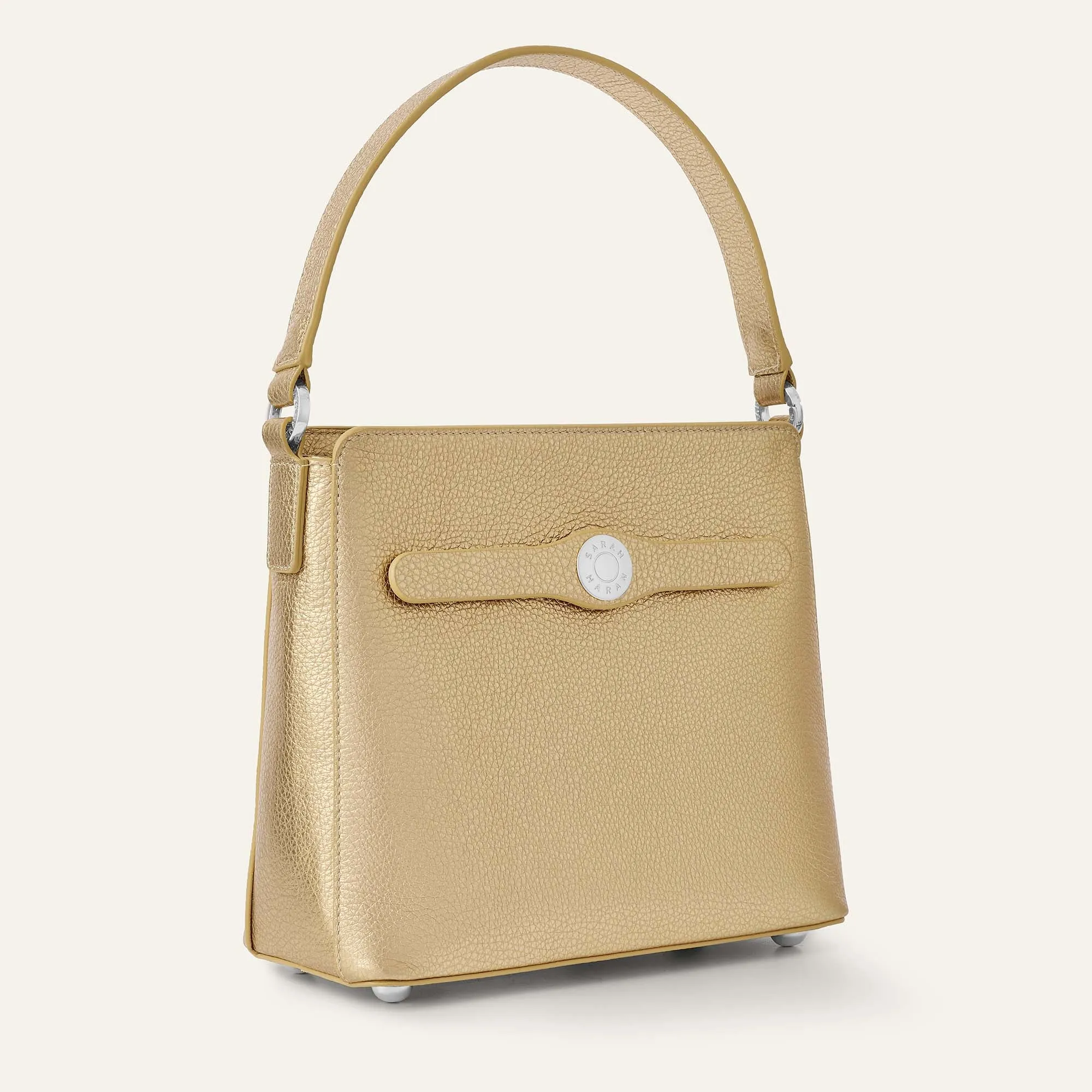 Rosa Handbag | Shimmer Metallic Gold with Silver hardware