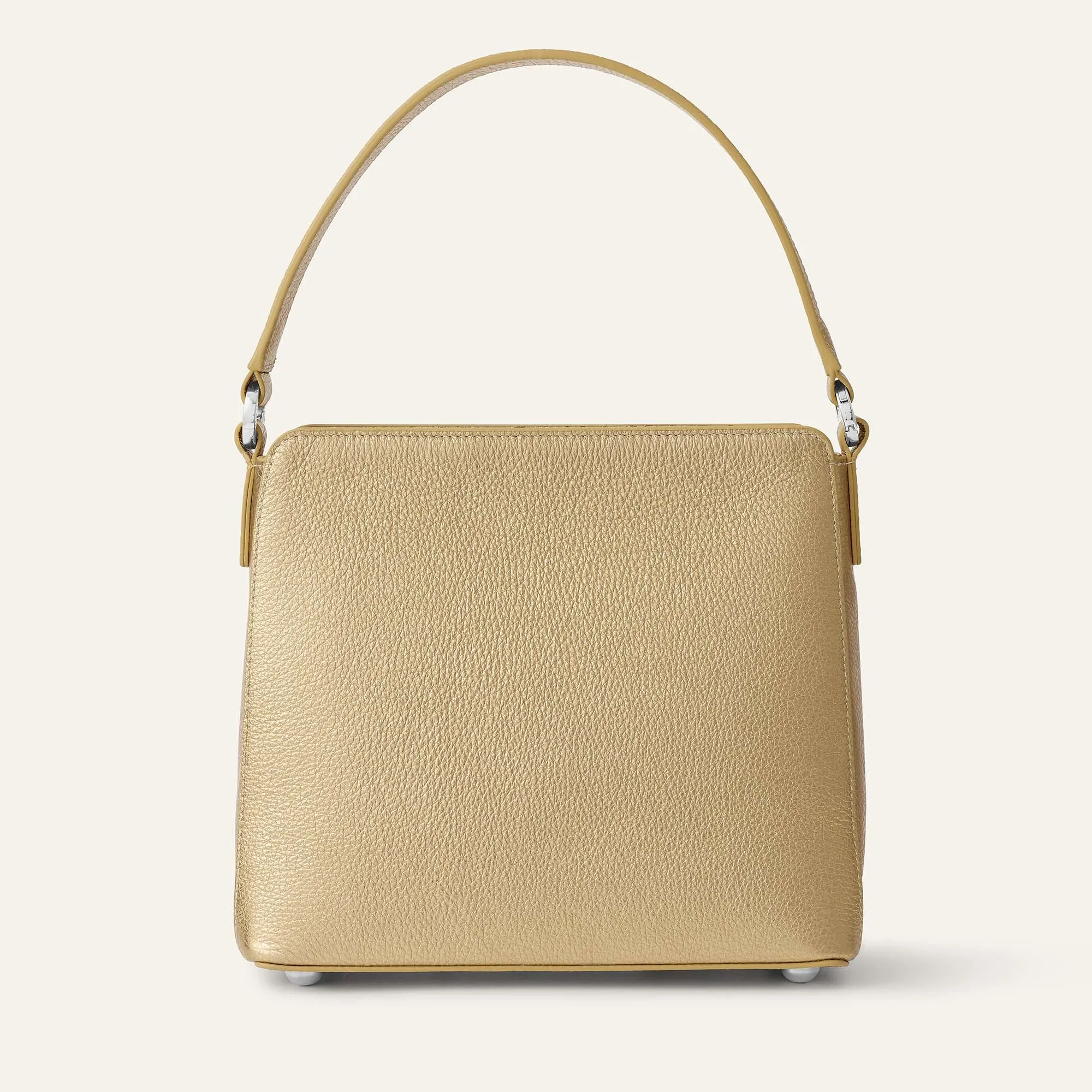 Rosa Handbag | Shimmer Metallic Gold with Silver hardware