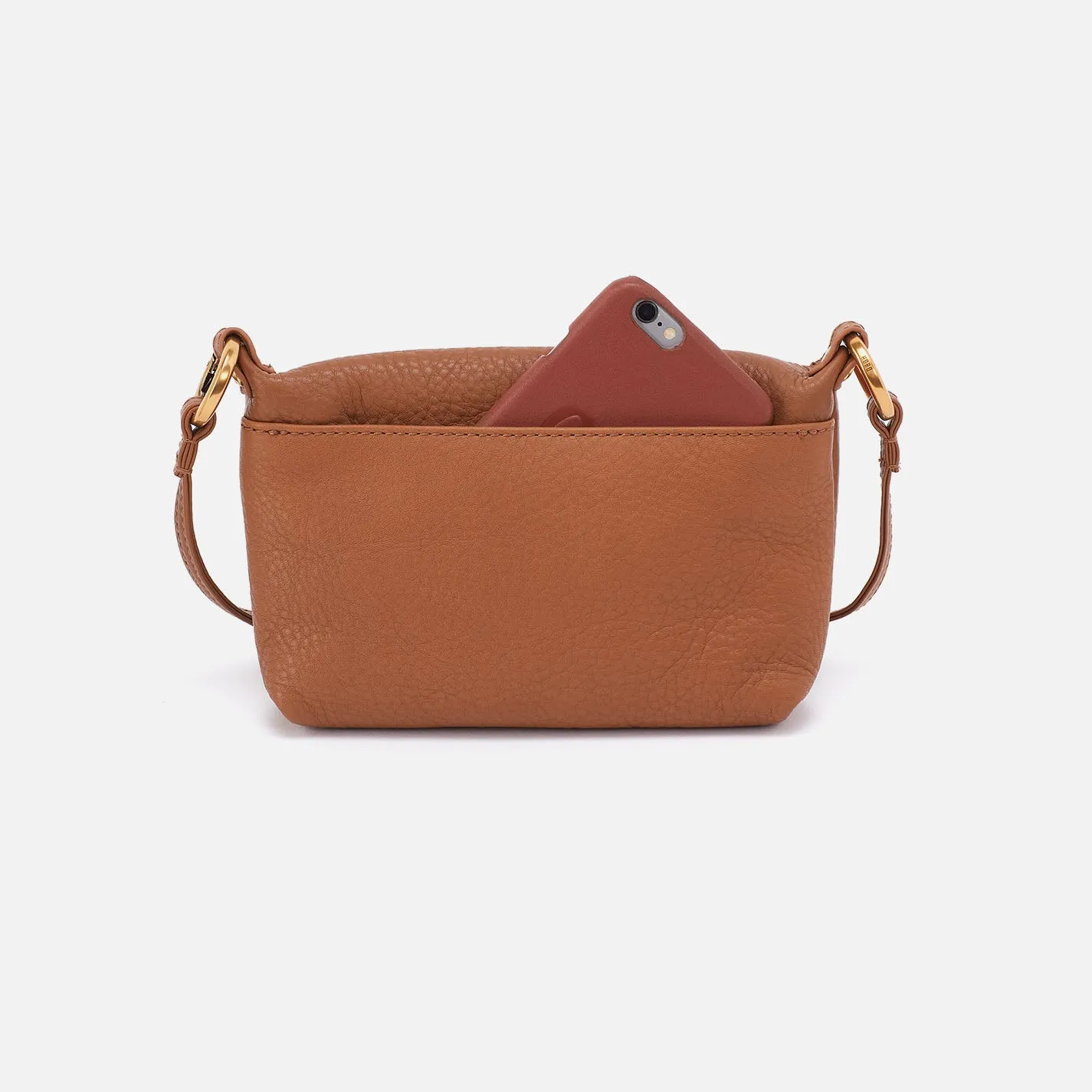 Run About Crossbody In Pebbled Leather - Warm Honey