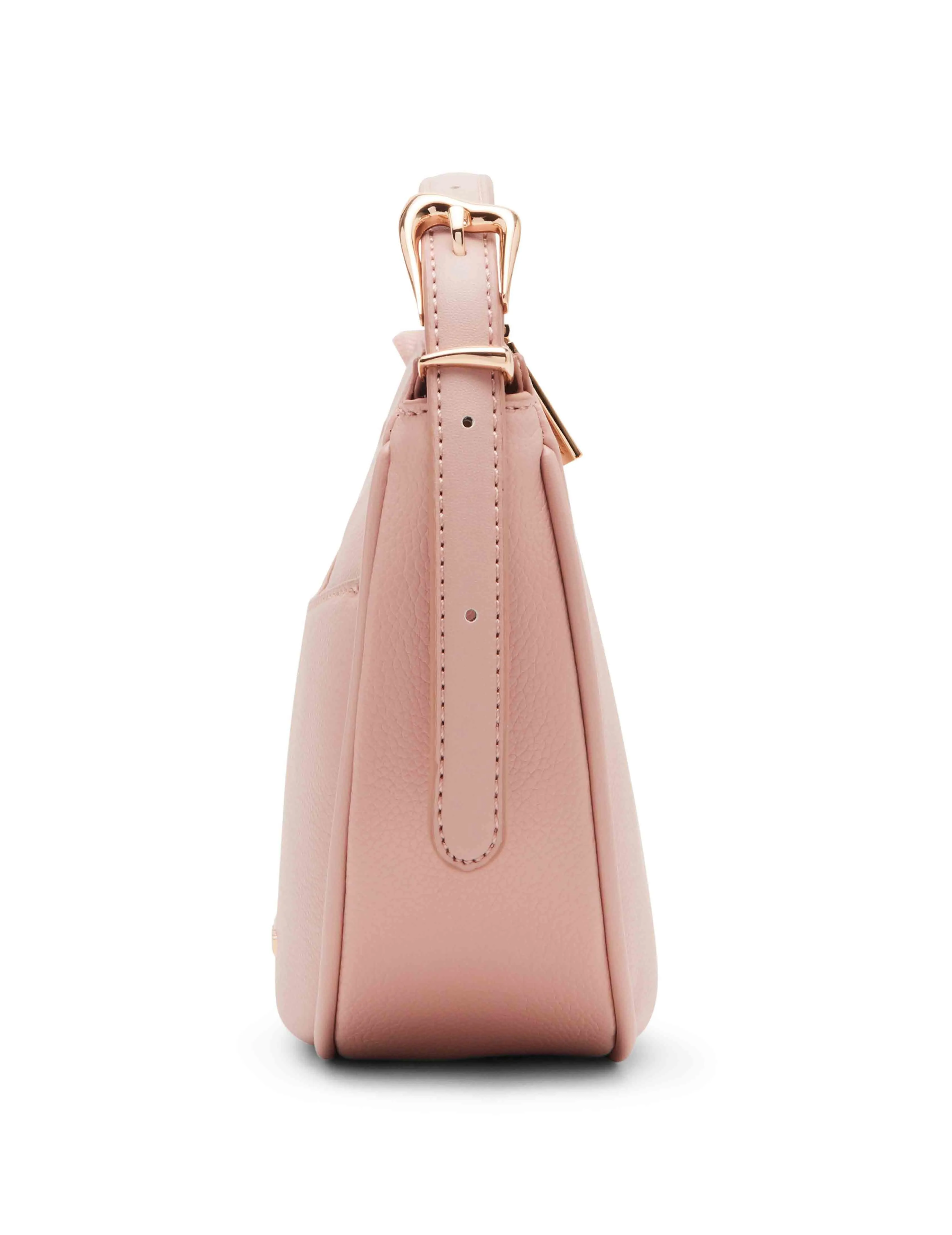 Sculpted buckle half moon crossbody