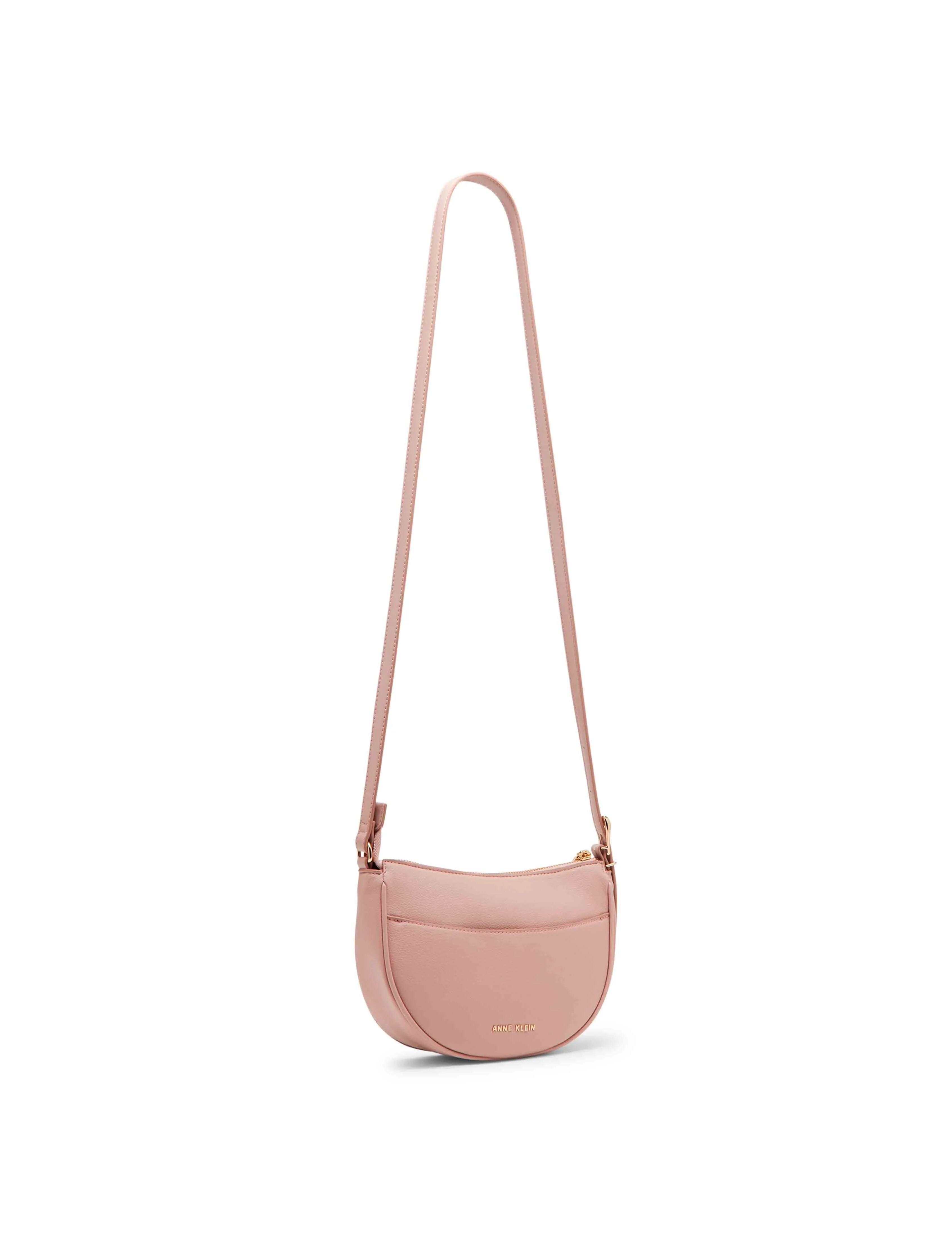 Sculpted buckle half moon crossbody