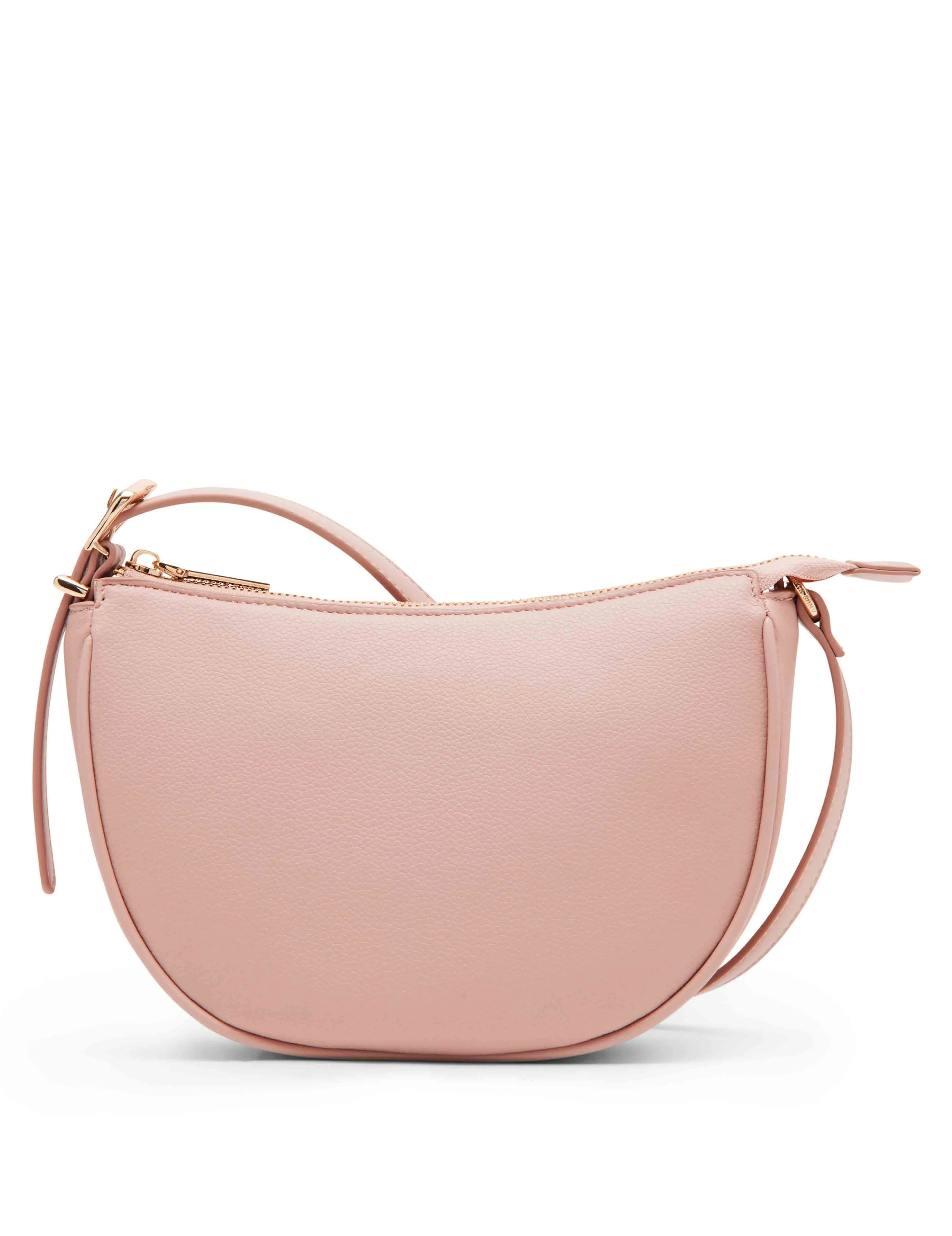 Sculpted buckle half moon crossbody