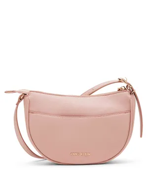 Sculpted buckle half moon crossbody