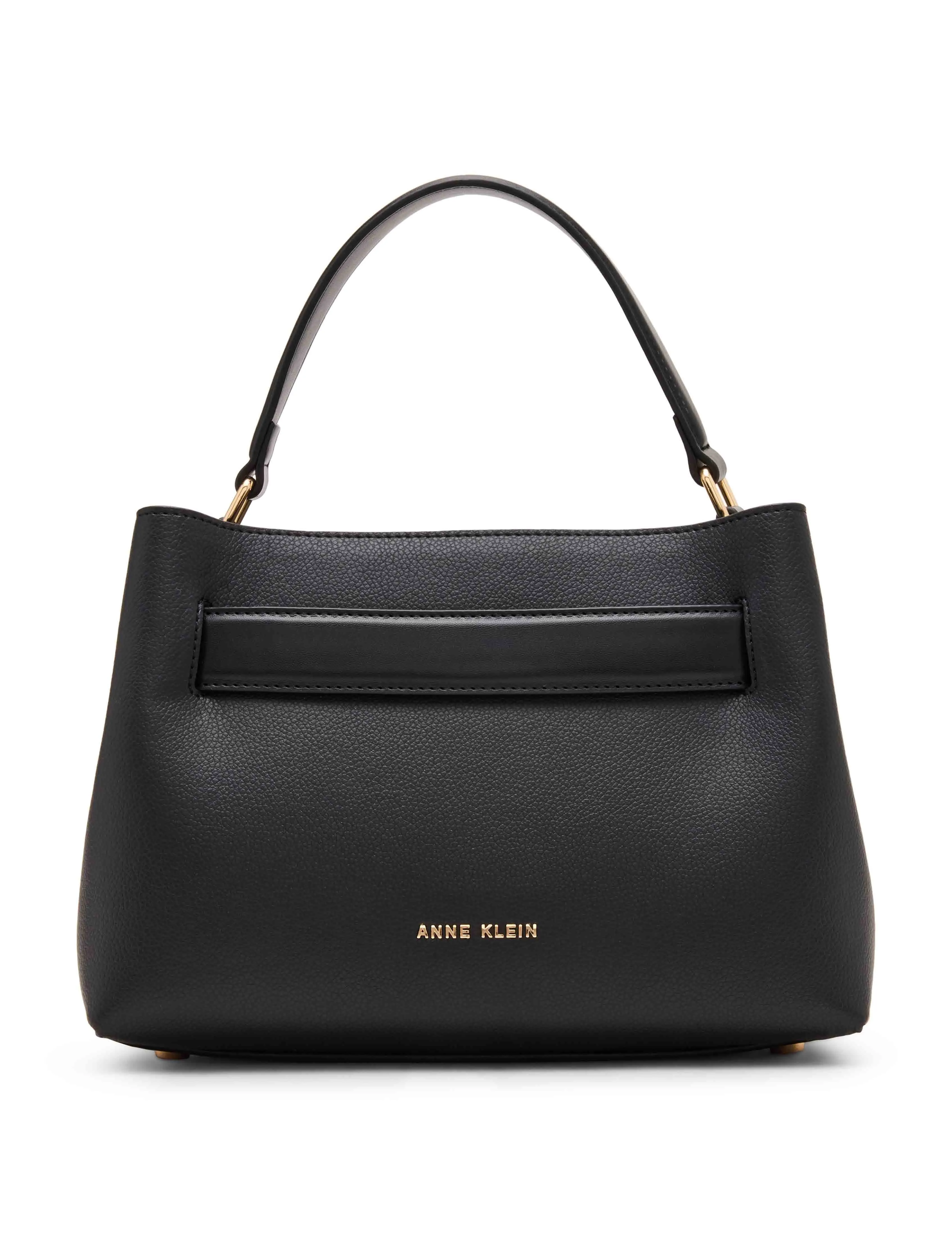 Sculpted Buckle Satchel with Convertible Strap