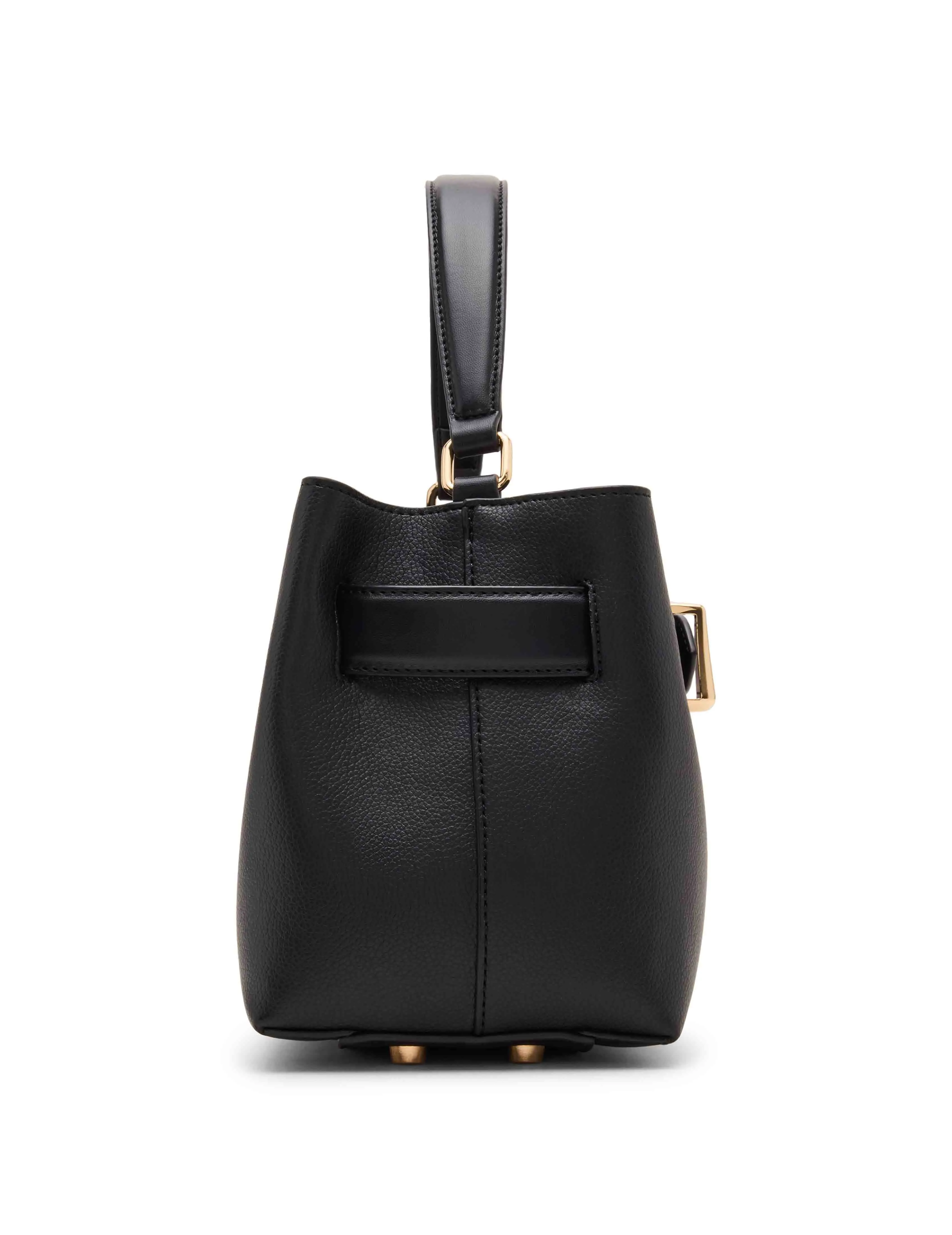 Sculpted Buckle Satchel with Convertible Strap