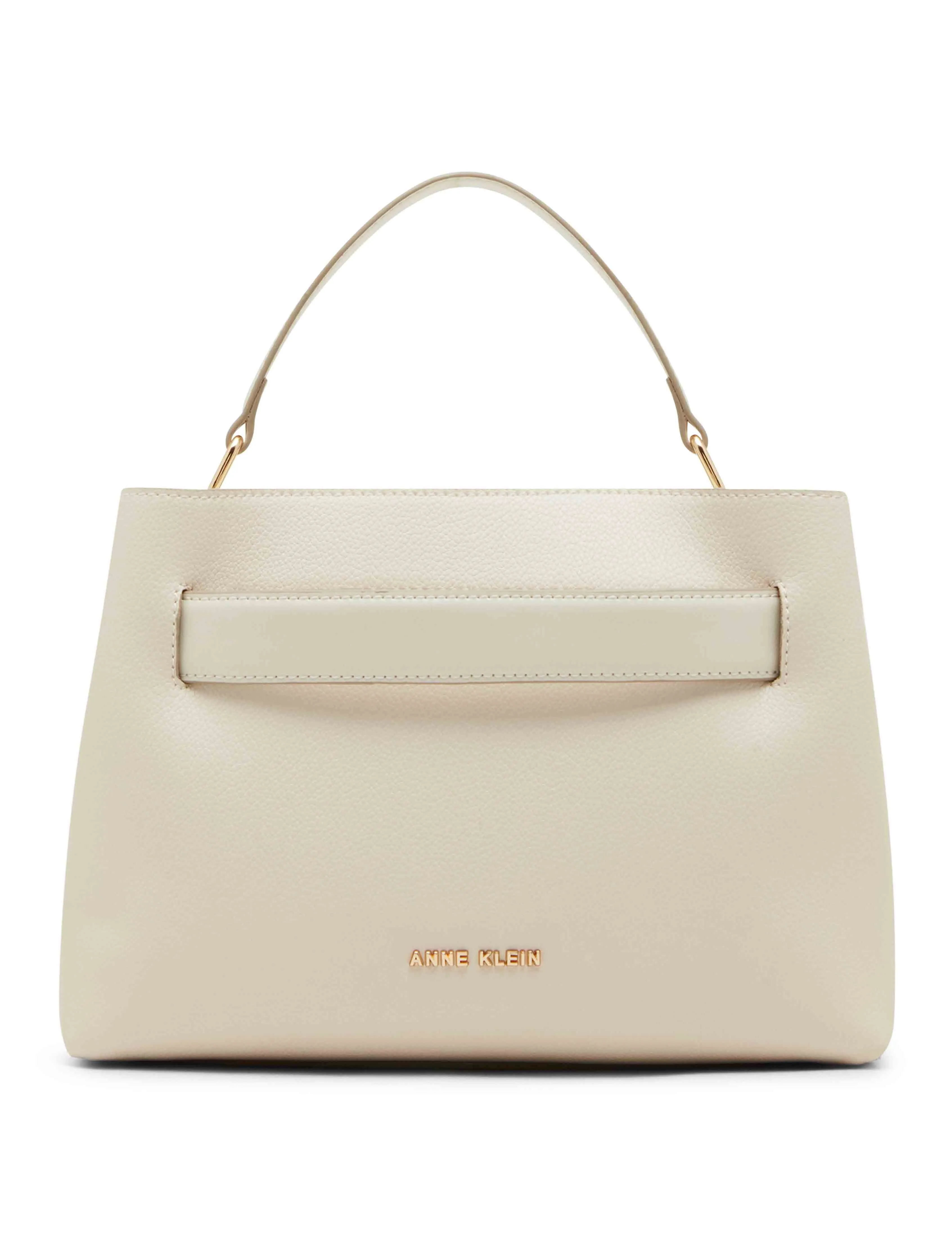 Sculpted Buckle Satchel with Convertible Strap