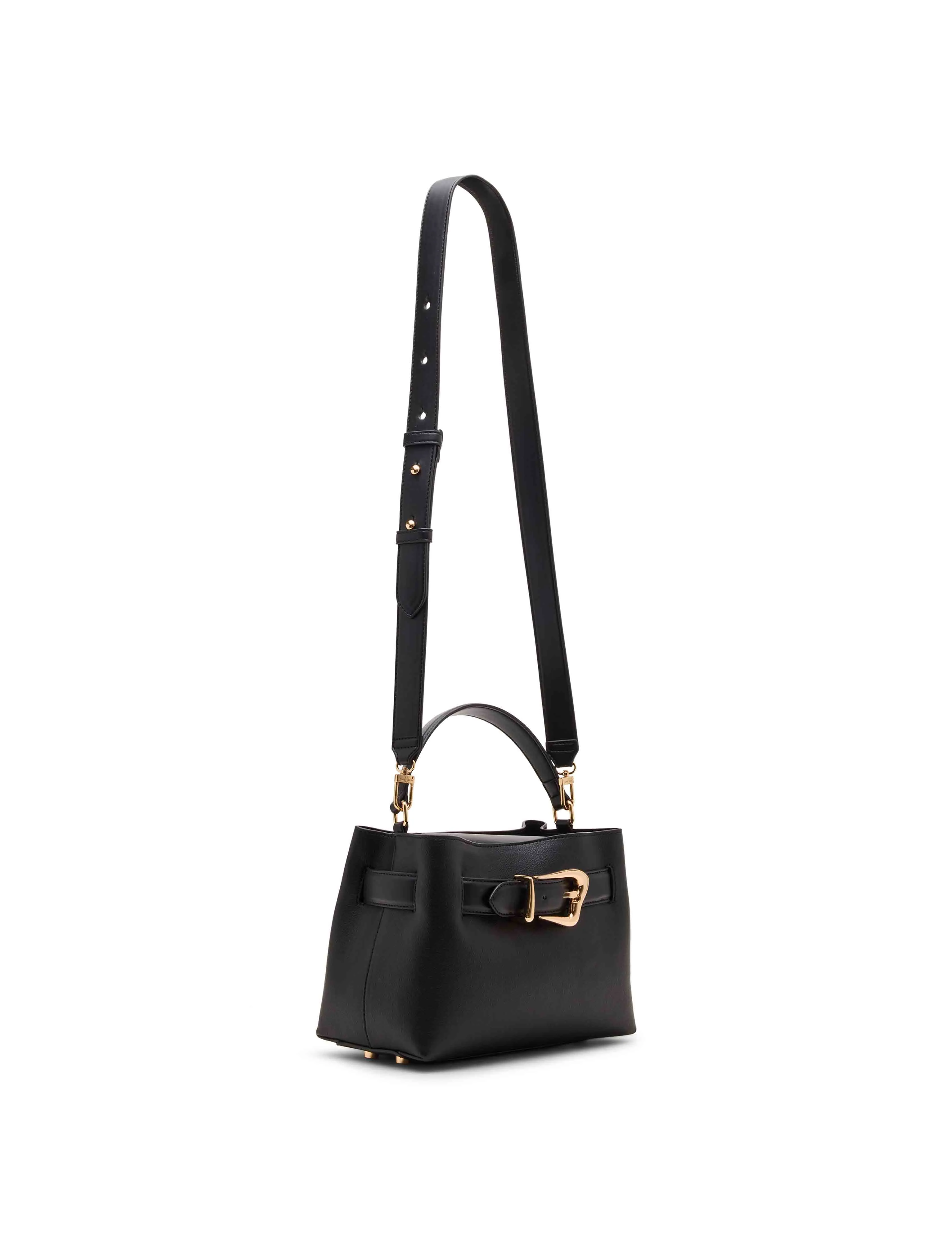 Sculpted Buckle Satchel with Convertible Strap
