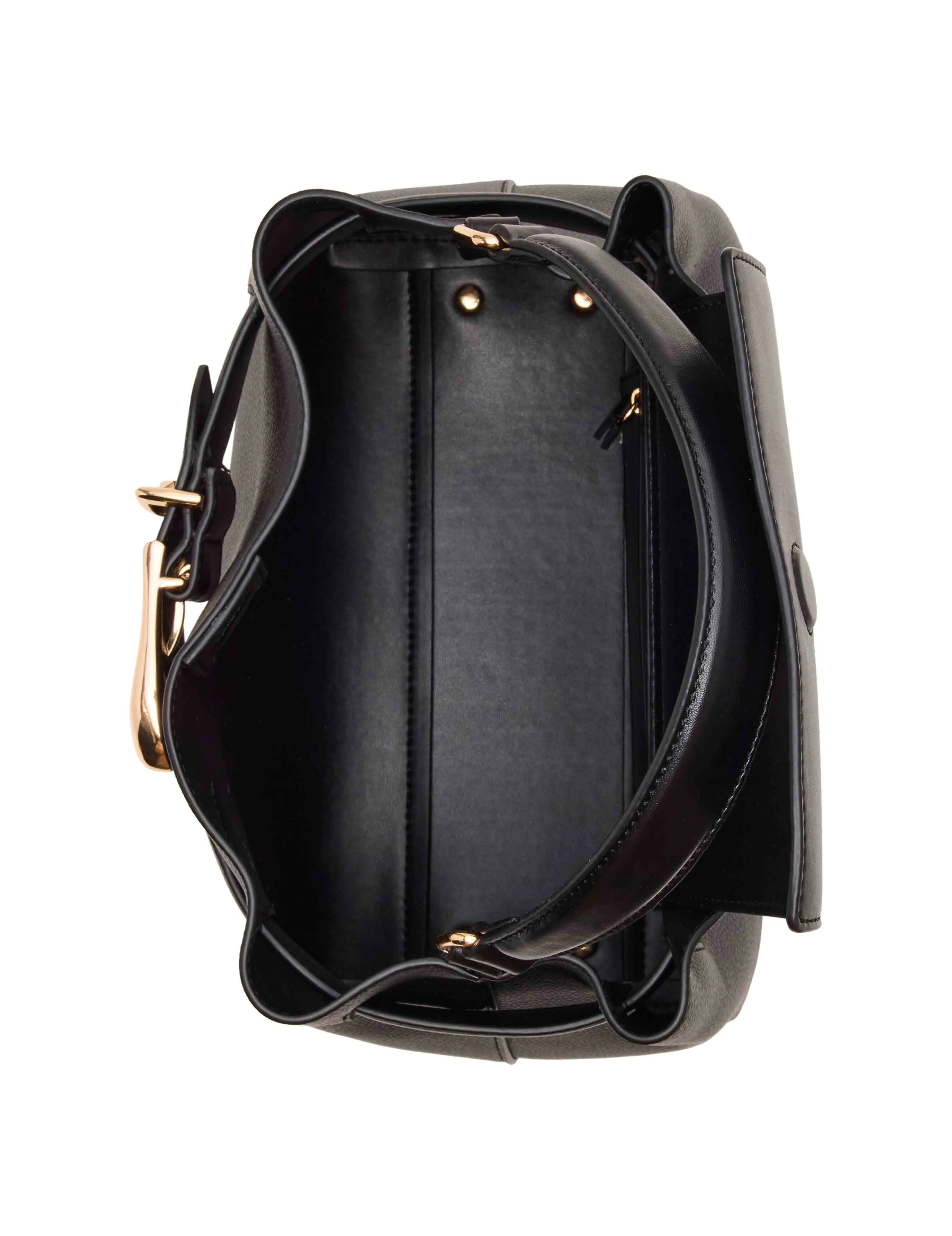 Sculpted Buckle Satchel with Convertible Strap