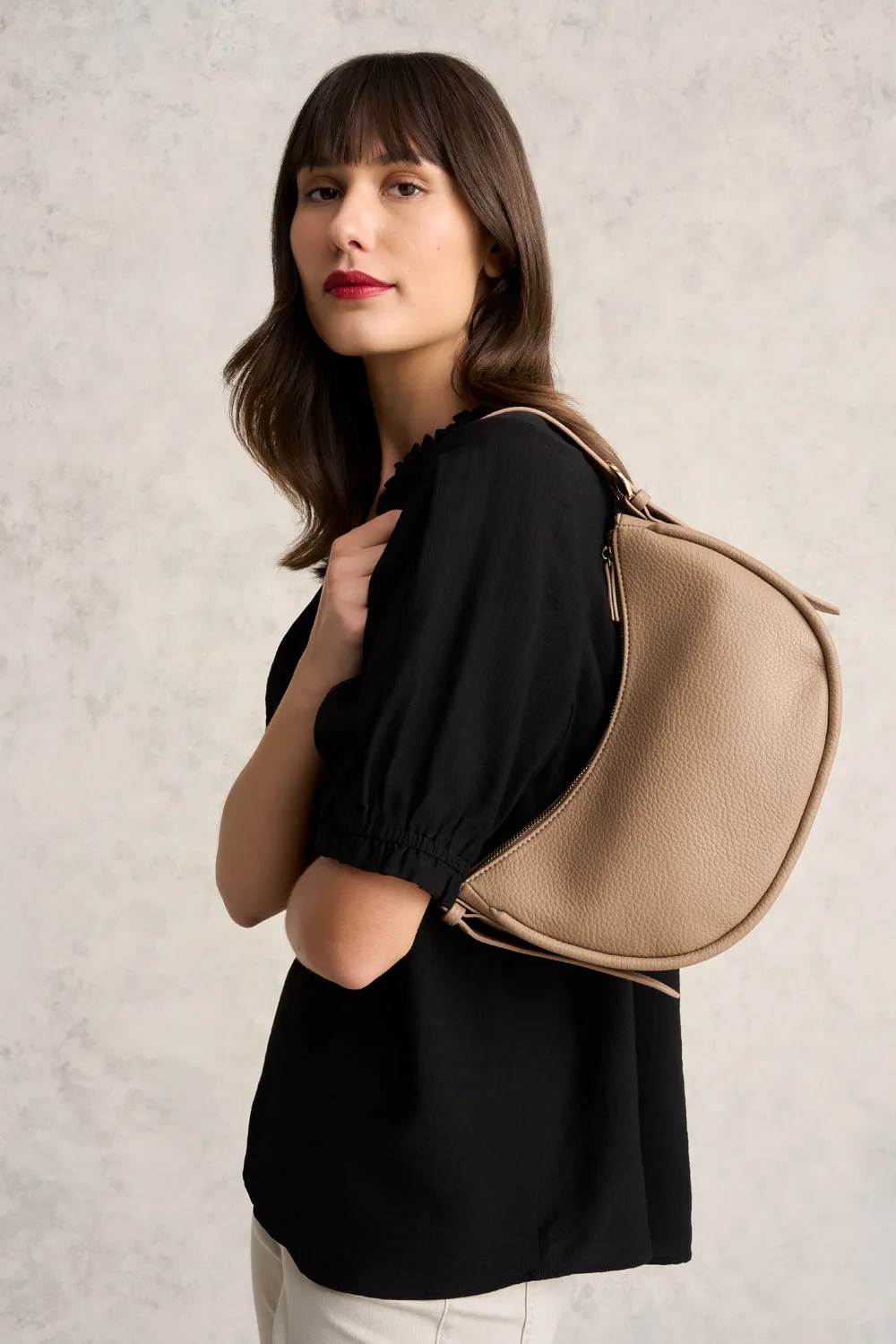 Sienna Hobo Shoulder Bag - Taupe