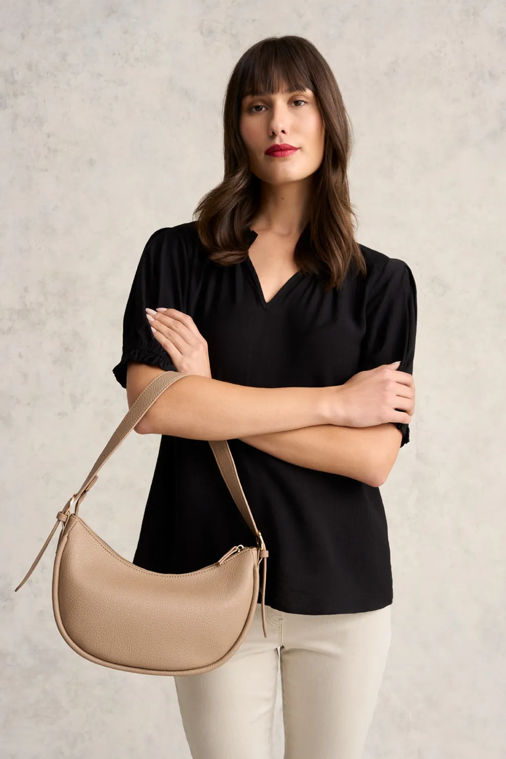 Sienna Hobo Shoulder Bag - Taupe