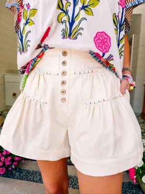 SIENNA SUBTLE STITCHES SHORTS - IVORY