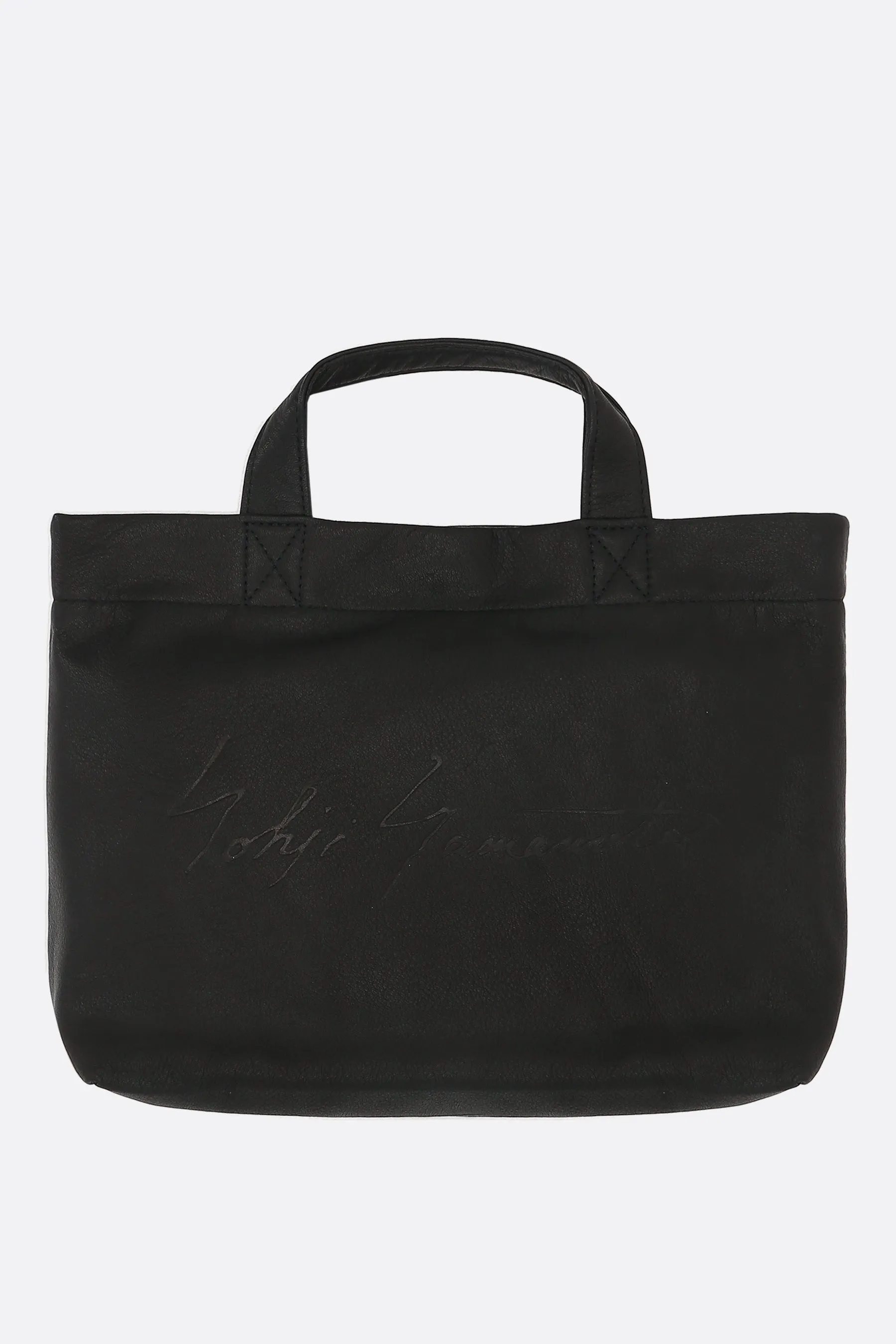 Signature mini tote bag in grainy leather