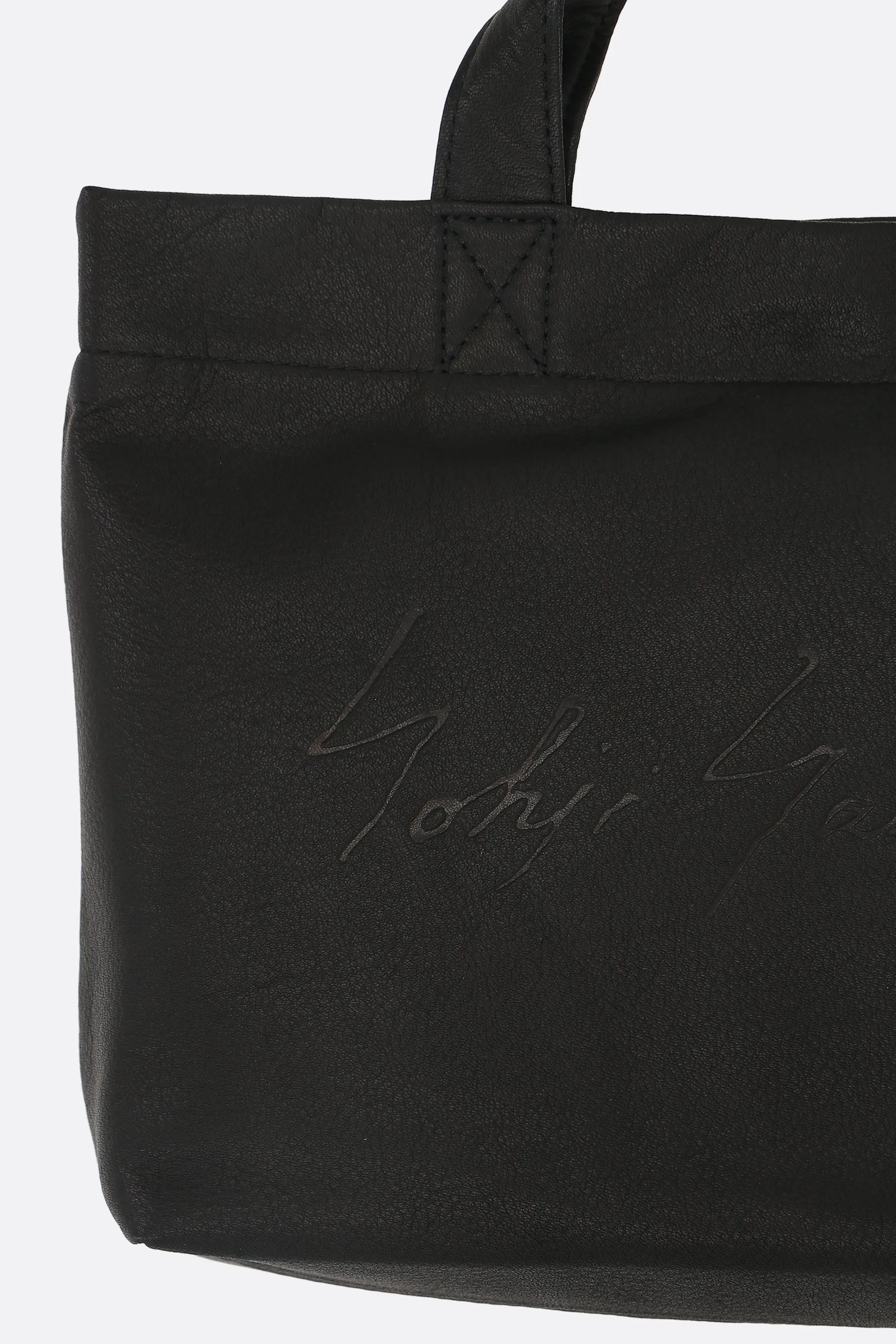 Signature mini tote bag in grainy leather