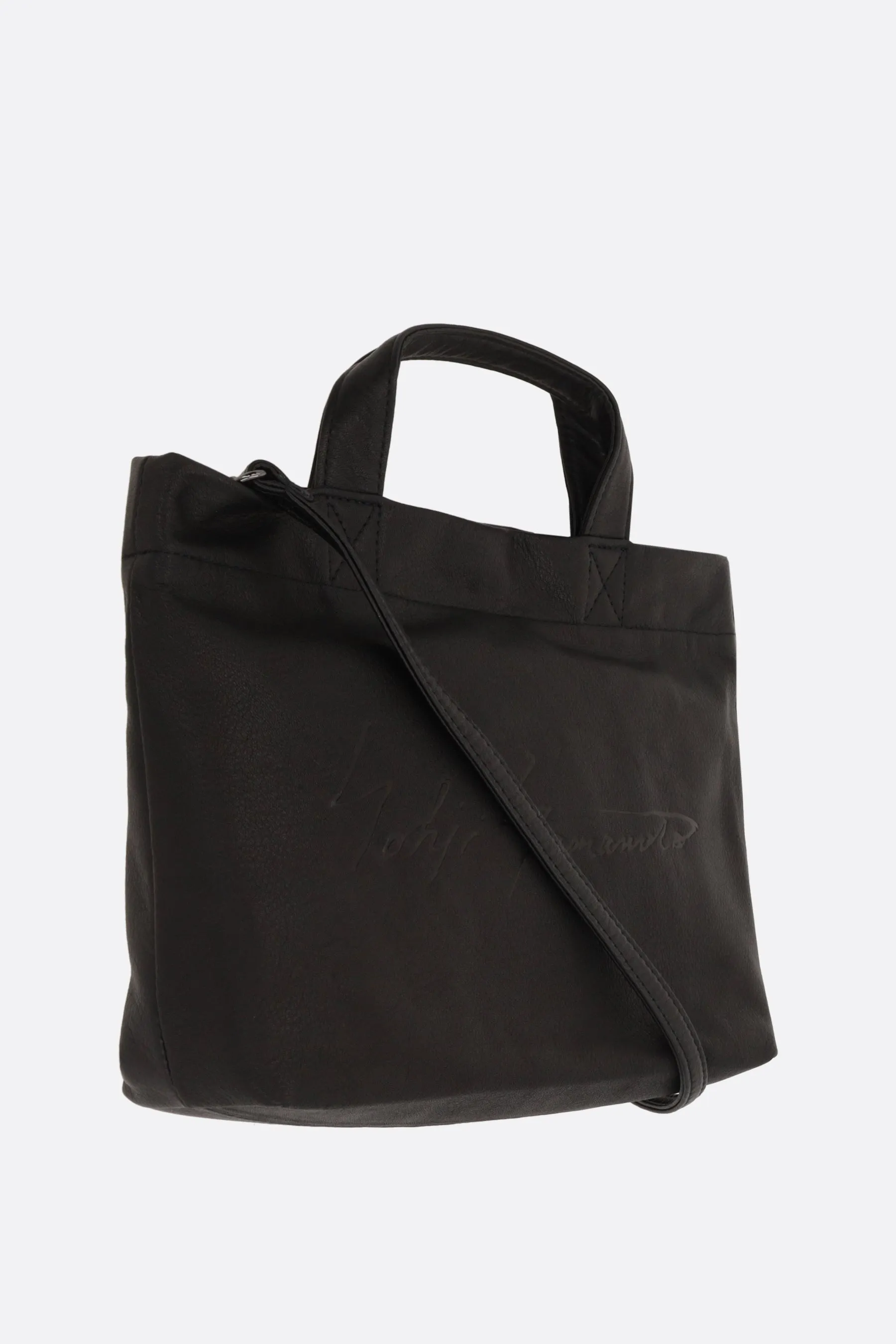 Signature mini tote bag in grainy leather