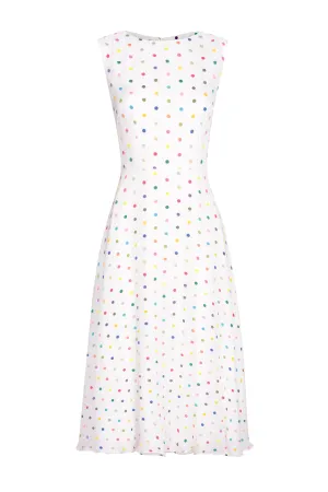 Sleeveless Midi Dress in Embroidered Dot Chiffon - Lettie