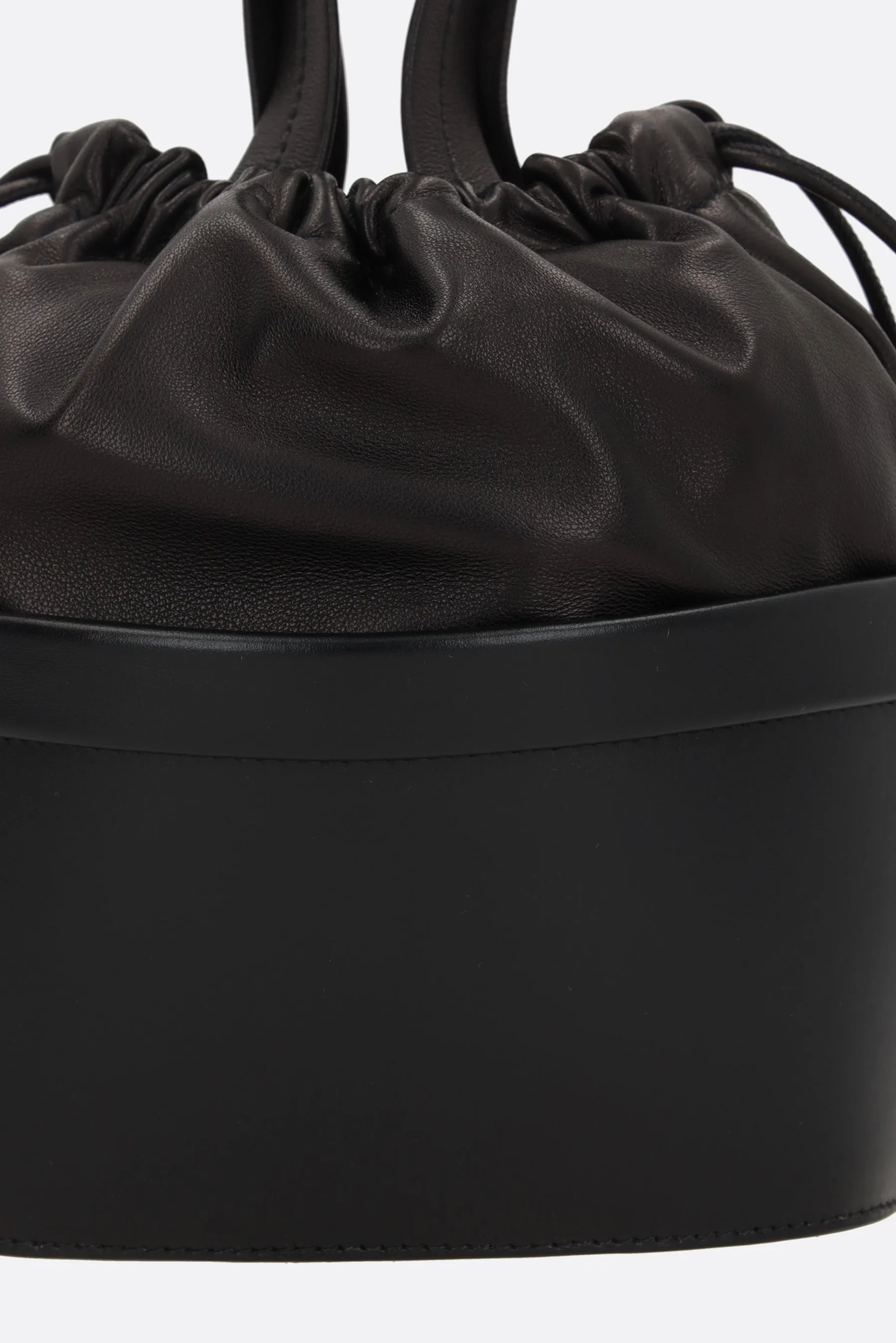 small buket bag in smooth leather and nappa