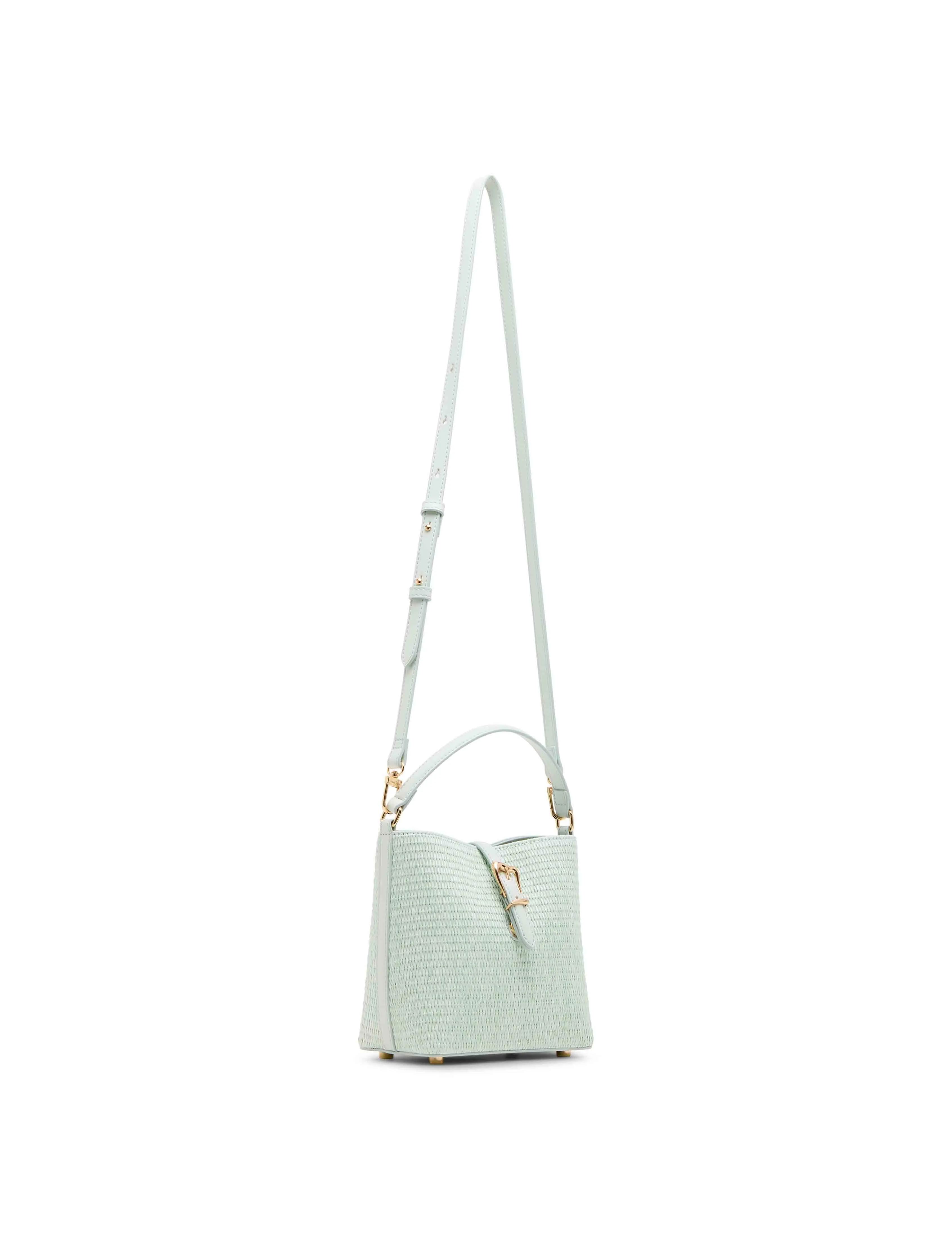 Small Straw Bucket with Detachable Strap