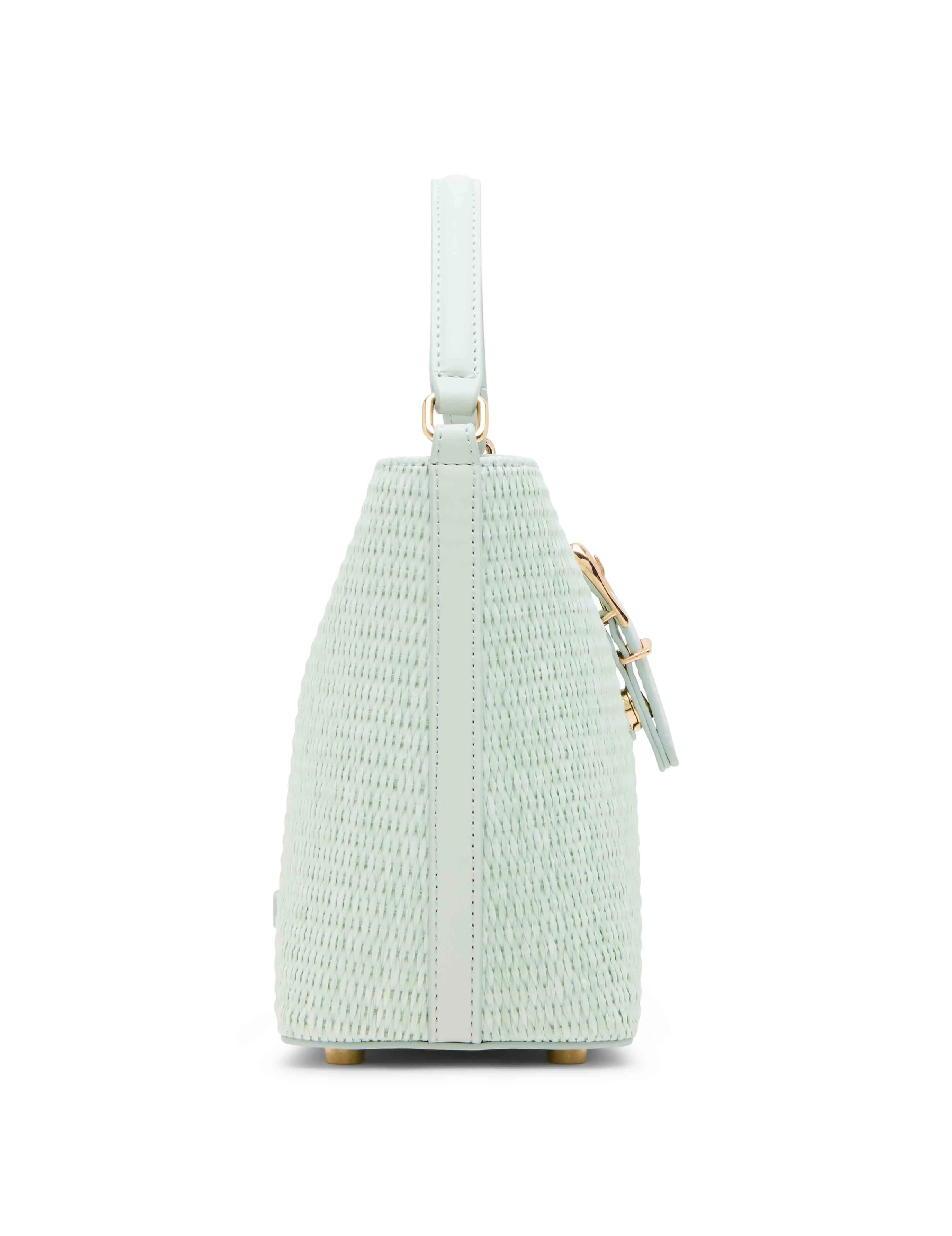 Small Straw Bucket with Detachable Strap