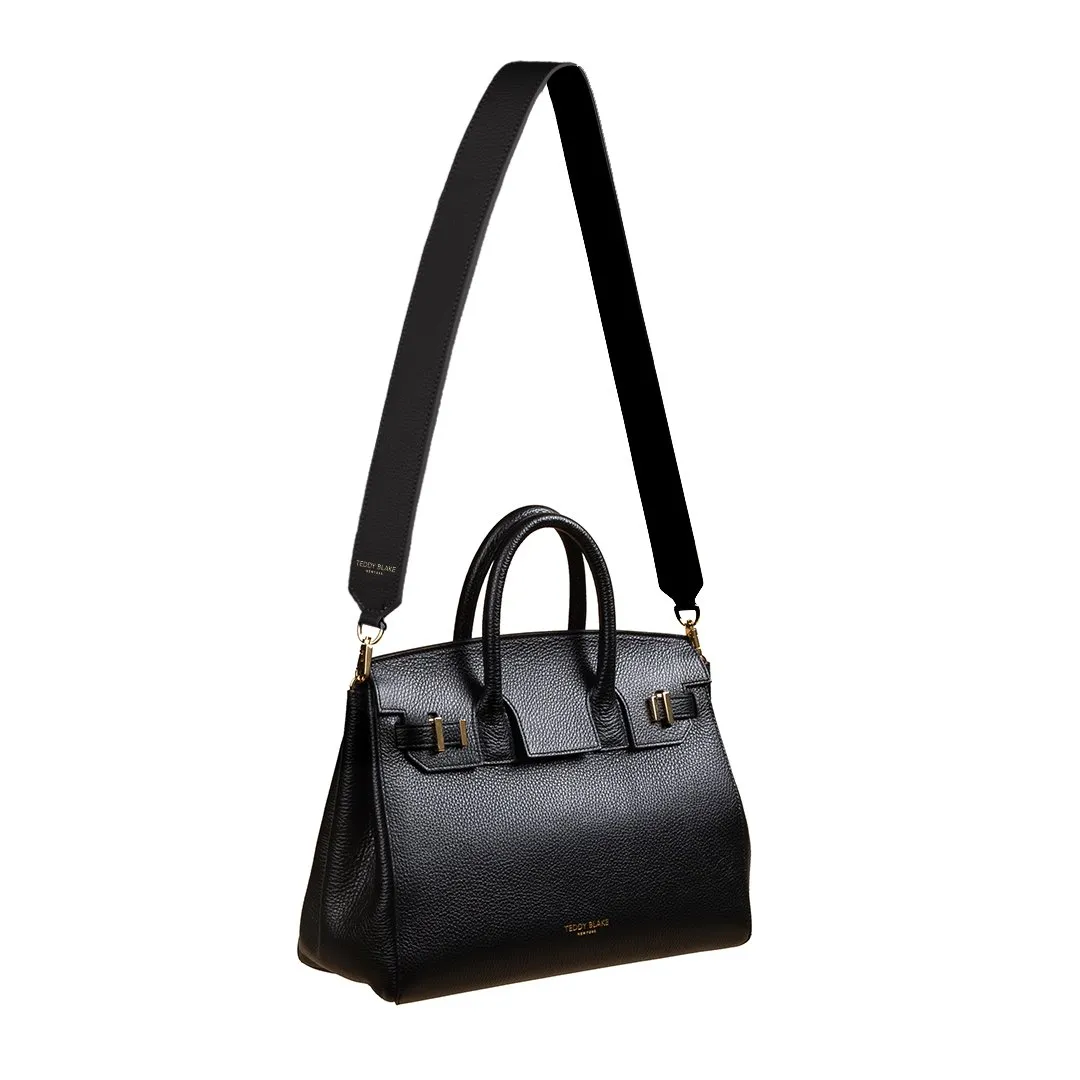 Stampato Leather Wide Strap - Black