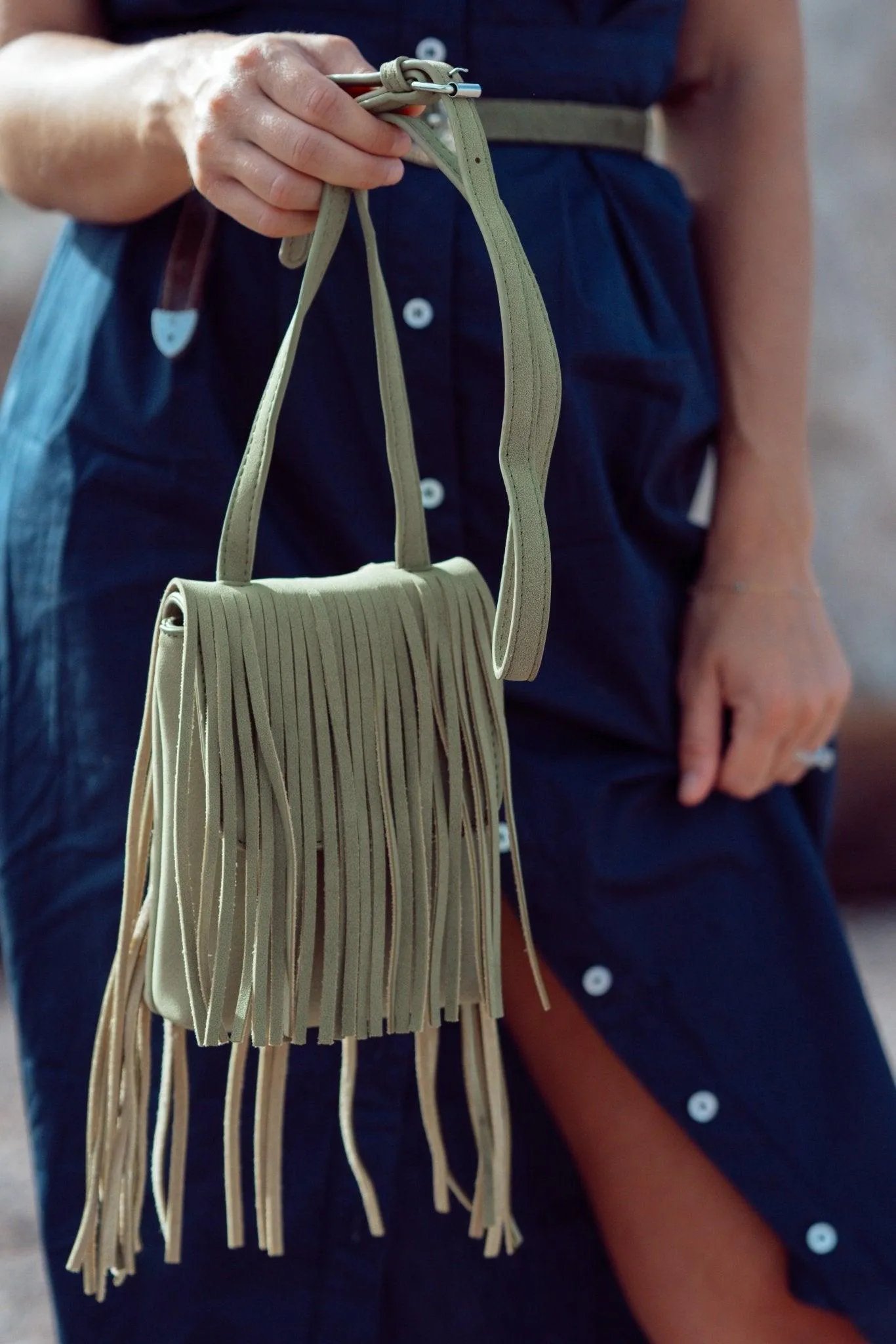 Suede Fringe Crossbody Bag