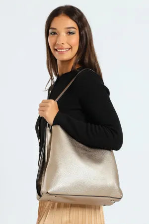 Tan Strap Hobo Bag - Champagne