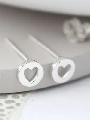 Tiny Cut Out Heart Disc Studs