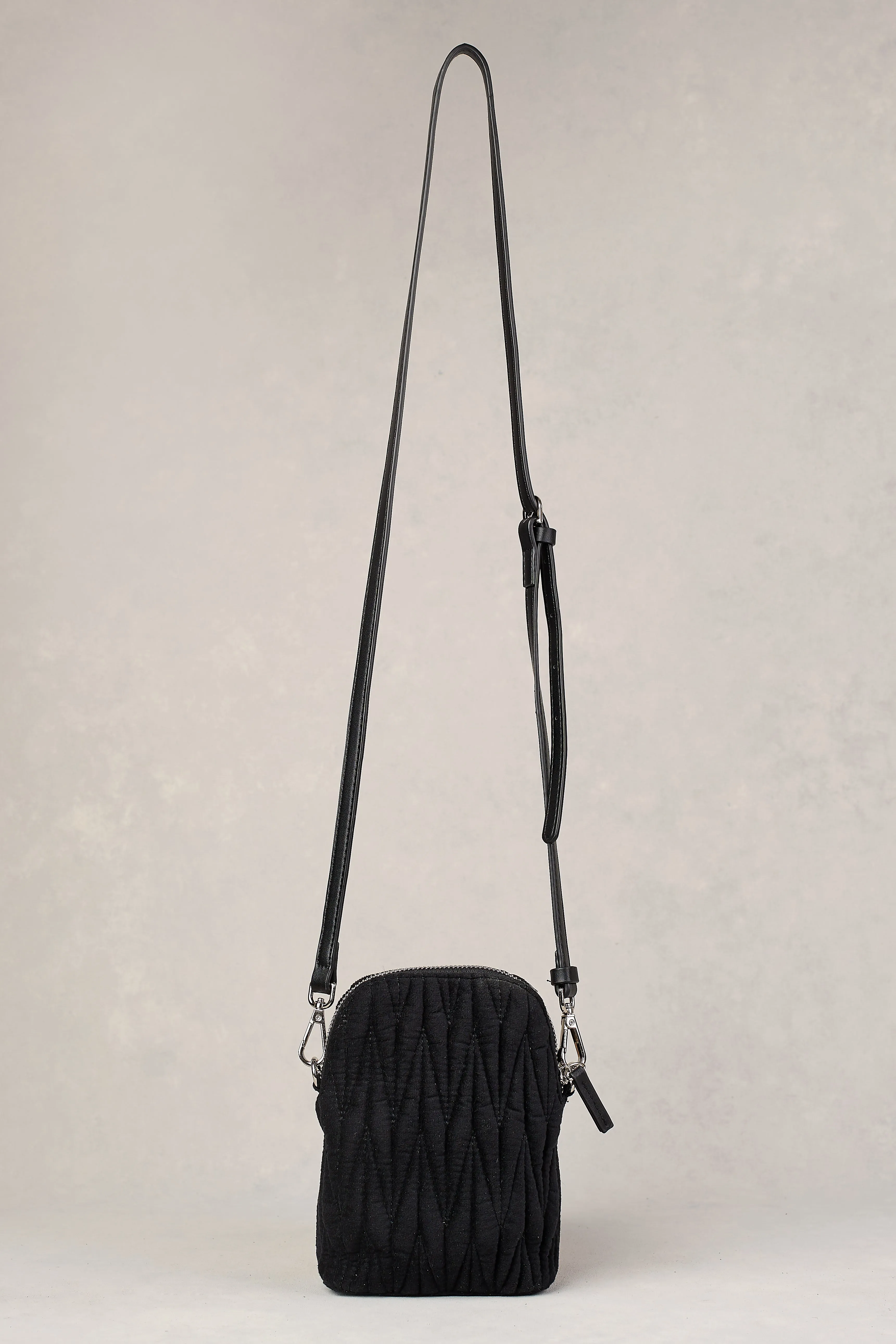 Velvet Quilt Phone Bag - Black