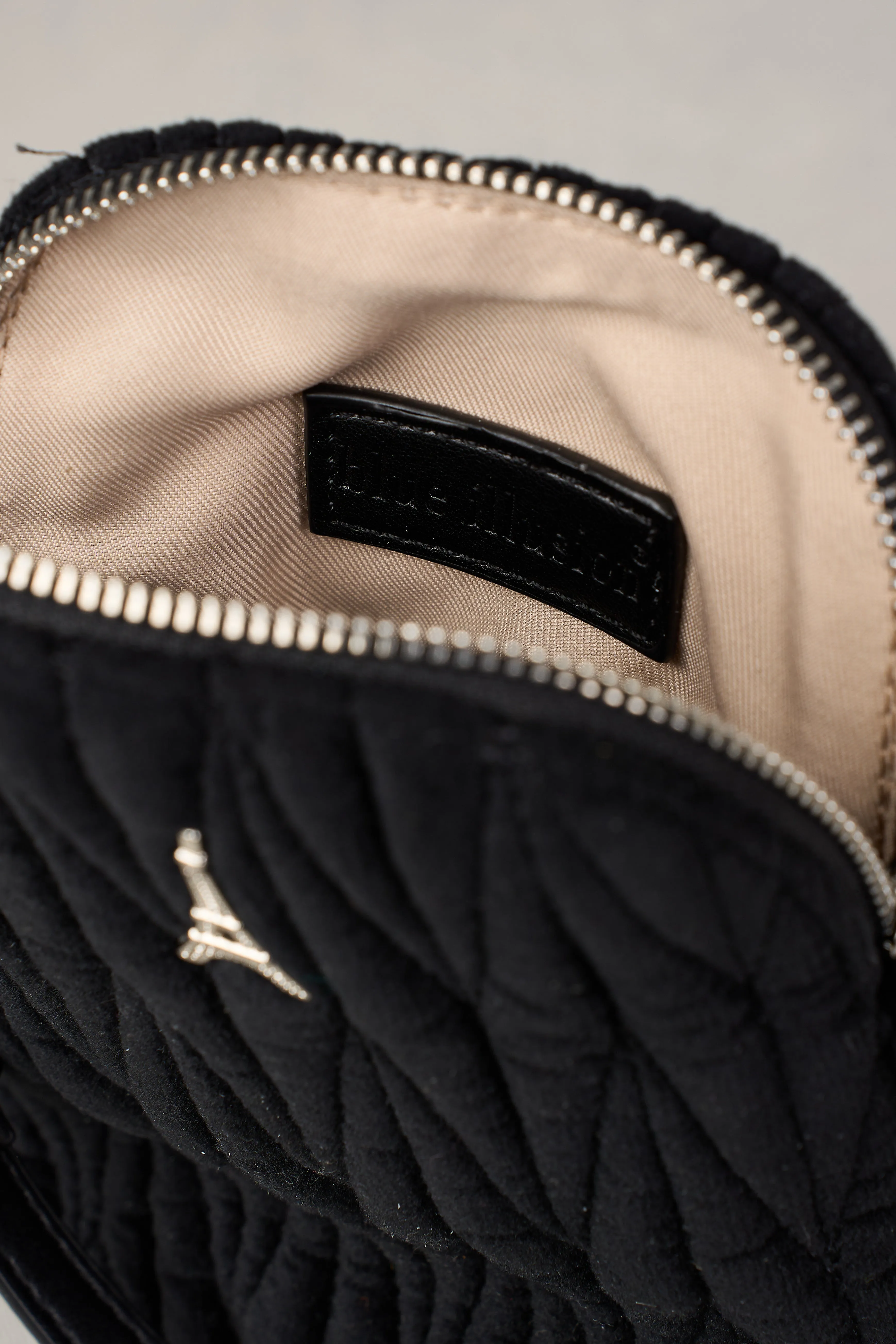 Velvet Quilt Phone Bag - Black