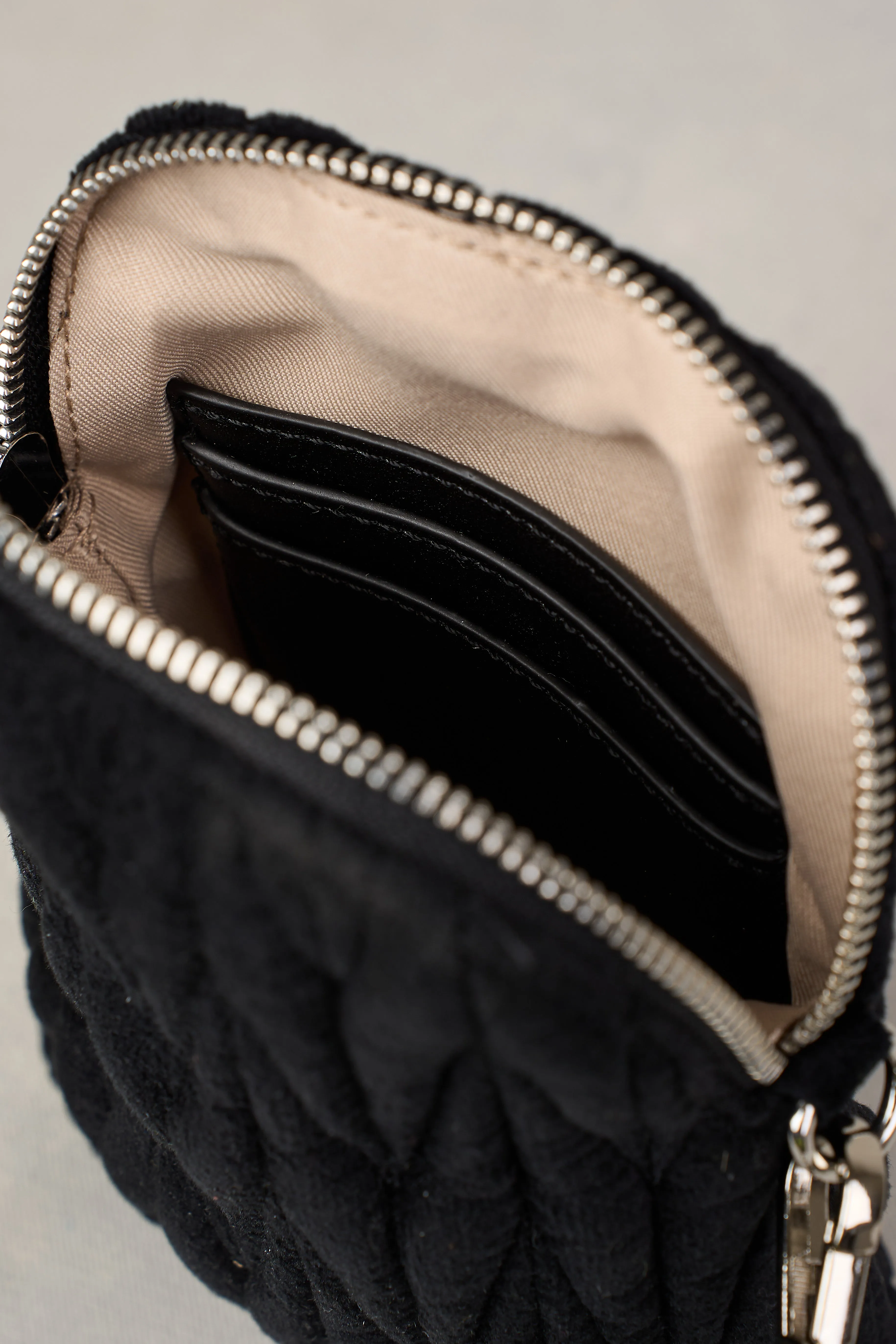 Velvet Quilt Phone Bag - Black