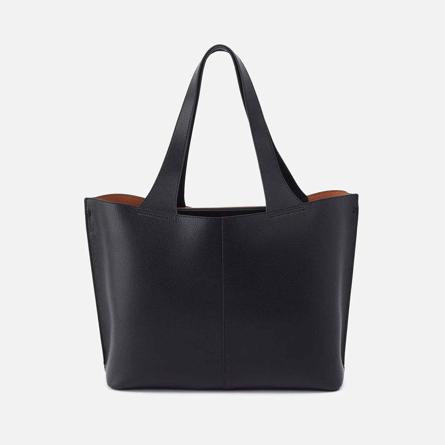 Vida Large Tote in Micro Pebbled Leather - Black