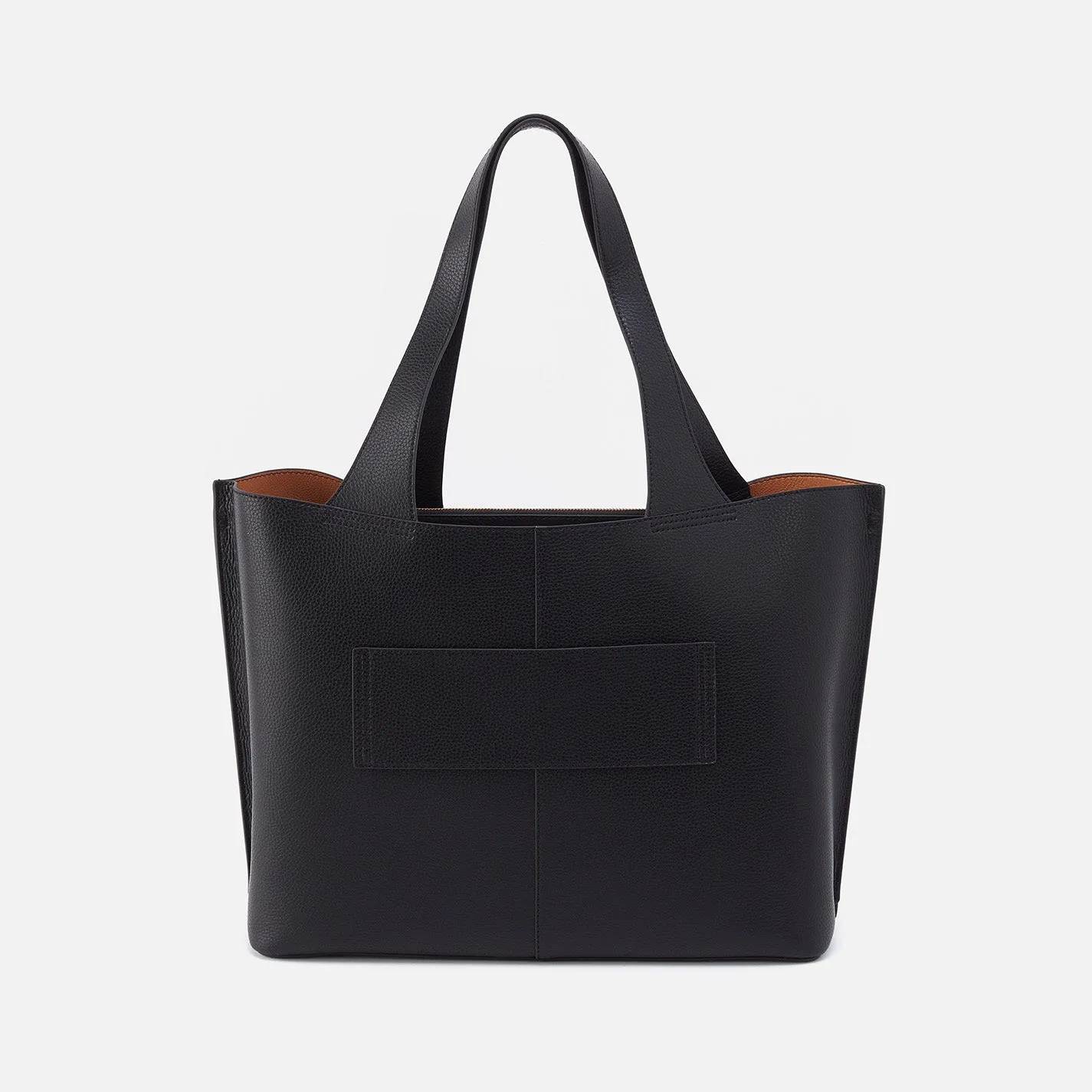 Vida Large Tote in Micro Pebbled Leather - Black