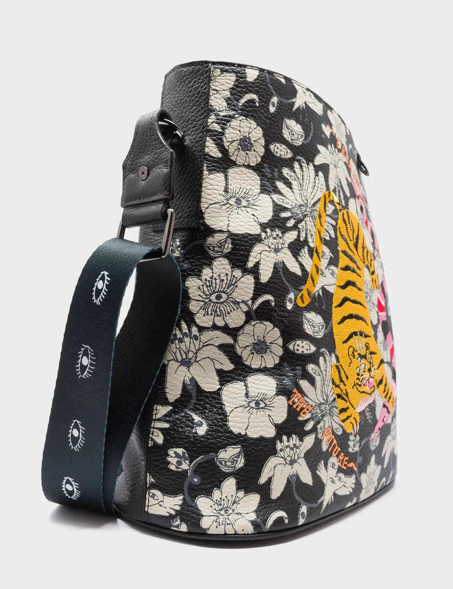 Vincent Black Leather Shoulder Bag - Tangle Tales Black Design