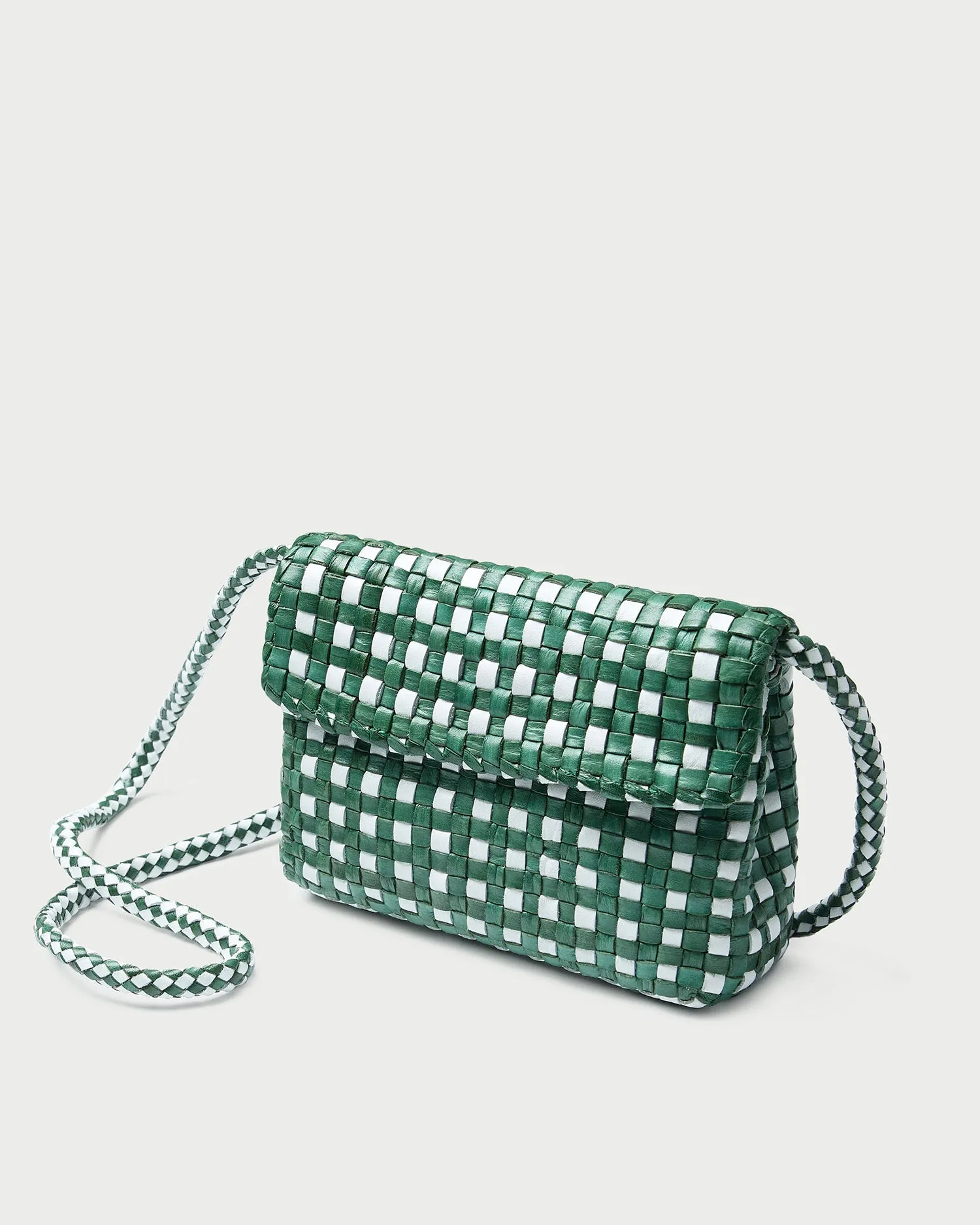 Vinnie Emerald/White Woven Crossbody