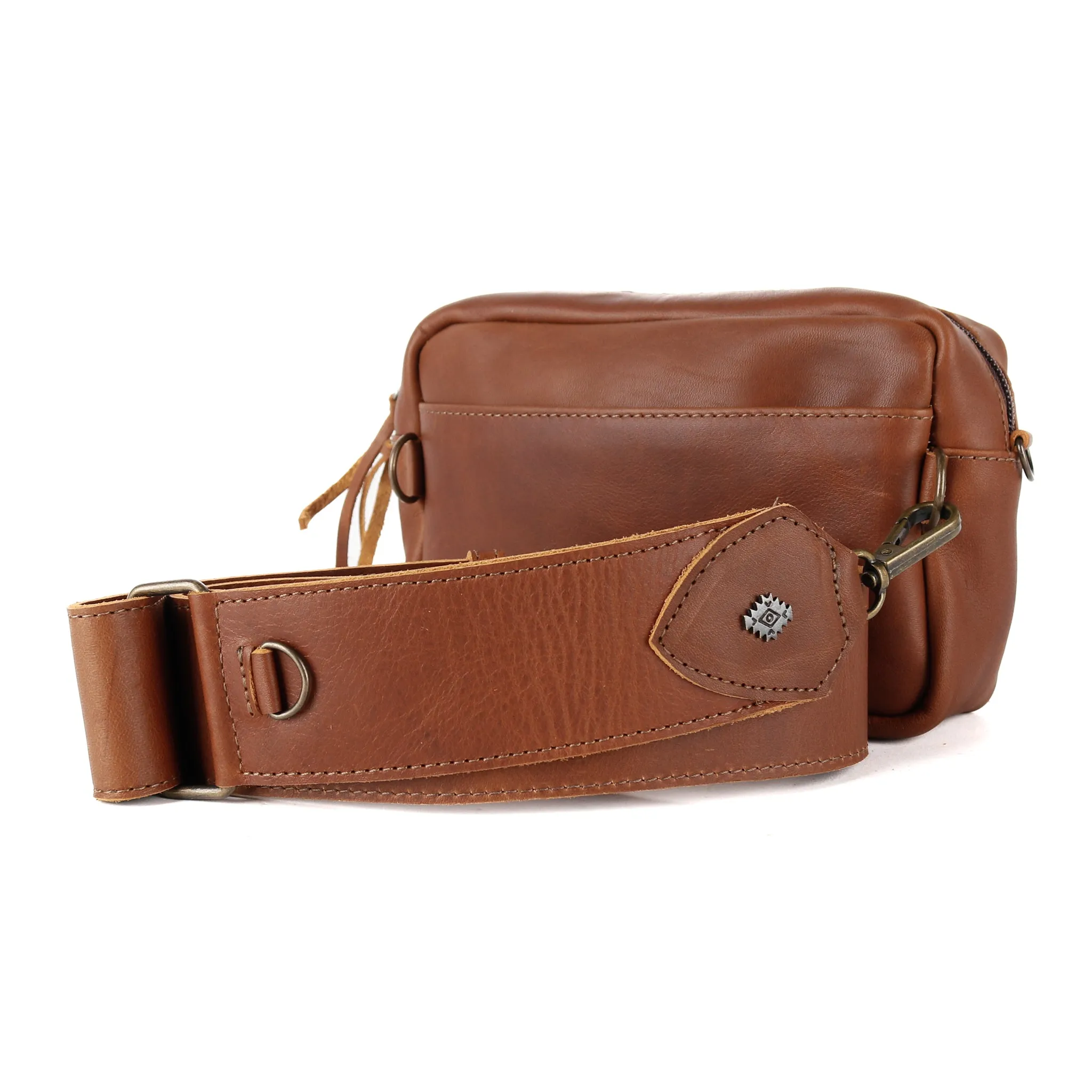 WANDER CROSSBODY BAG   STRAP SET - OOAK HUIPIL WITH JADE - CAFE - NO. 15553