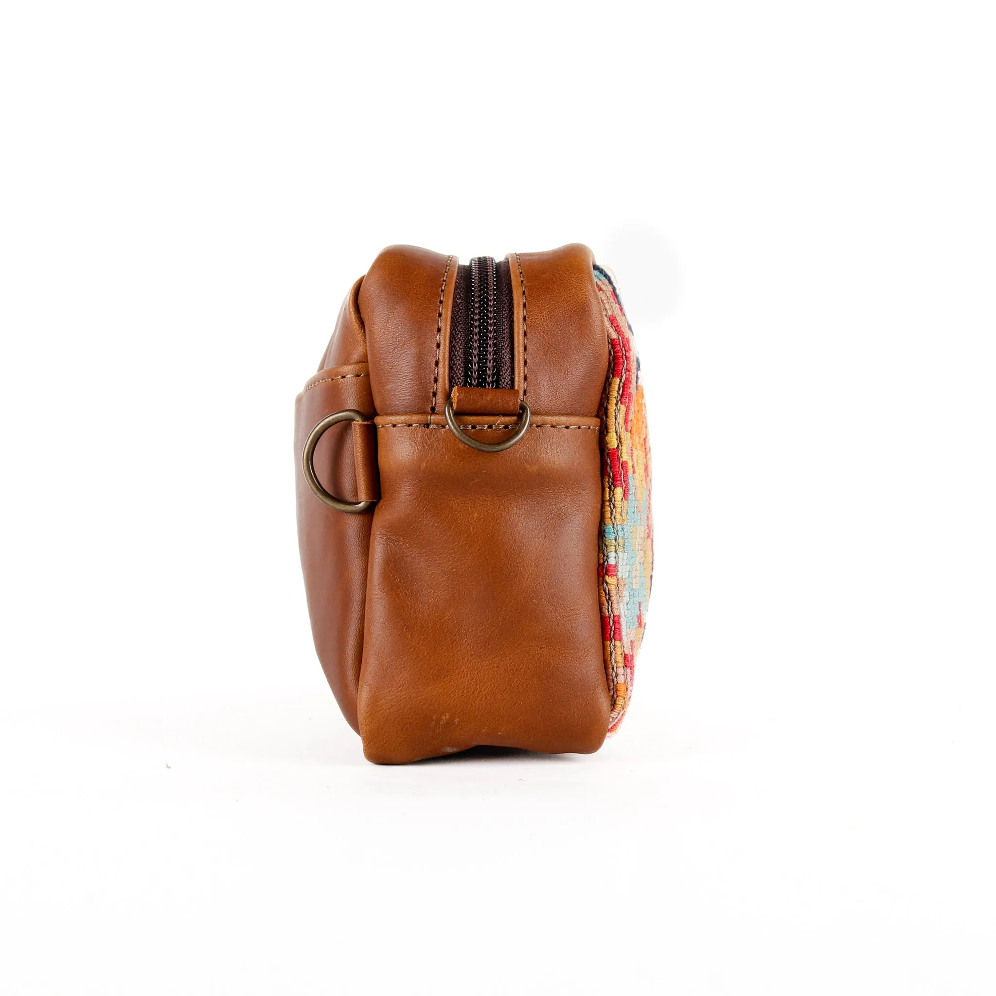 WANDER CROSSBODY BAG   STRAP SET - OOAK HUIPIL WITH JADE - CAFE - NO. 15553