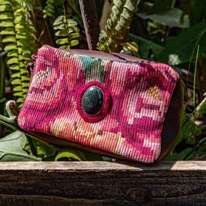 WANDER CROSSBODY BAG   STRAP SET - OOAK HUIPIL WITH JADE - VINO TINTO - NO. 15552