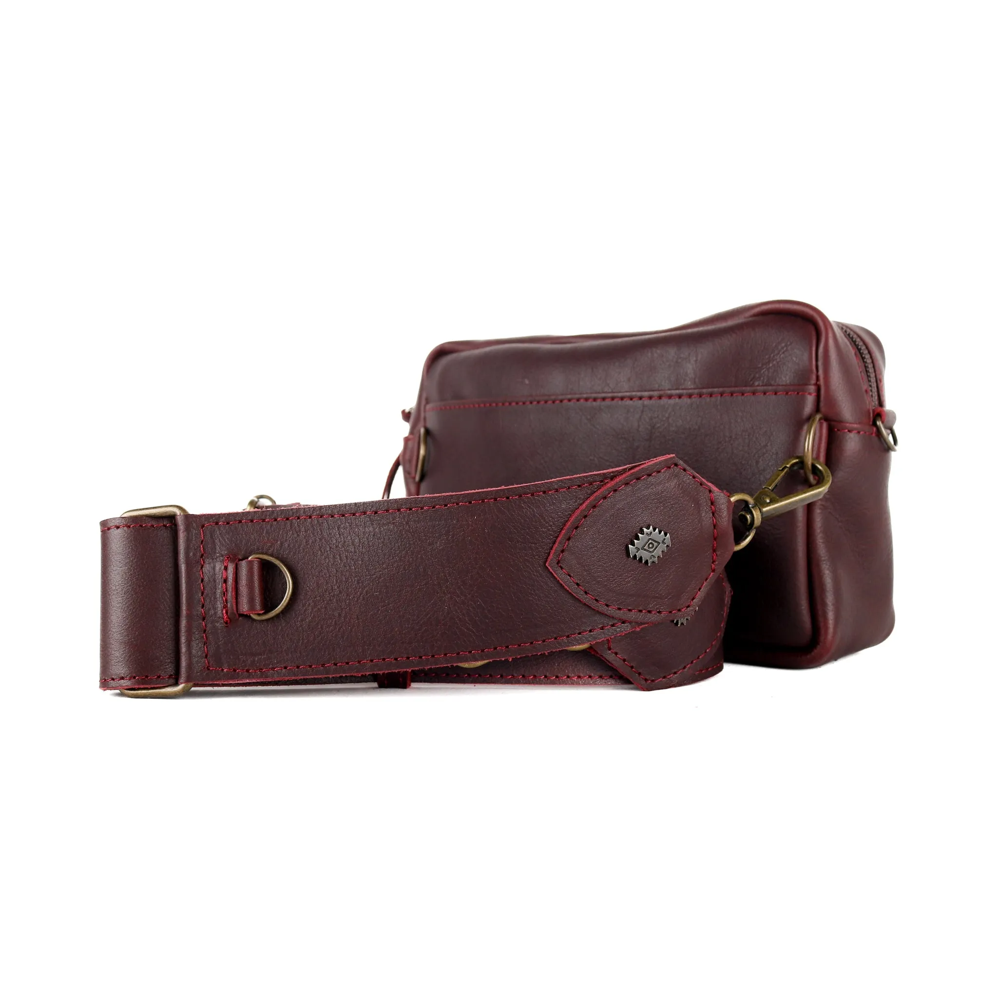 WANDER CROSSBODY BAG   STRAP SET - OOAK HUIPIL WITH JADE - VINO TINTO - NO. 15552