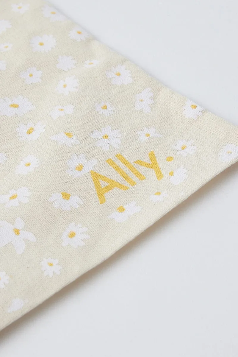 White Ditsy Tote Bag Printed Daisies