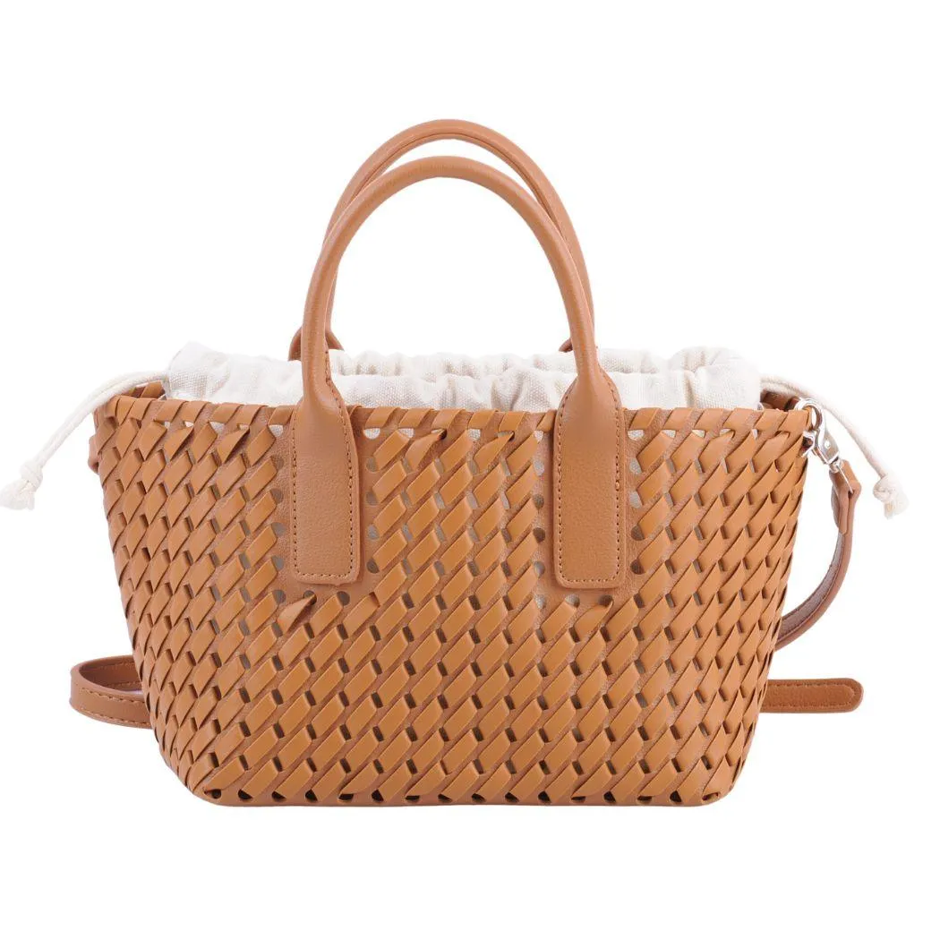 Woven Braided Top Handle Crossbody with Canvas Drawstring Pouch