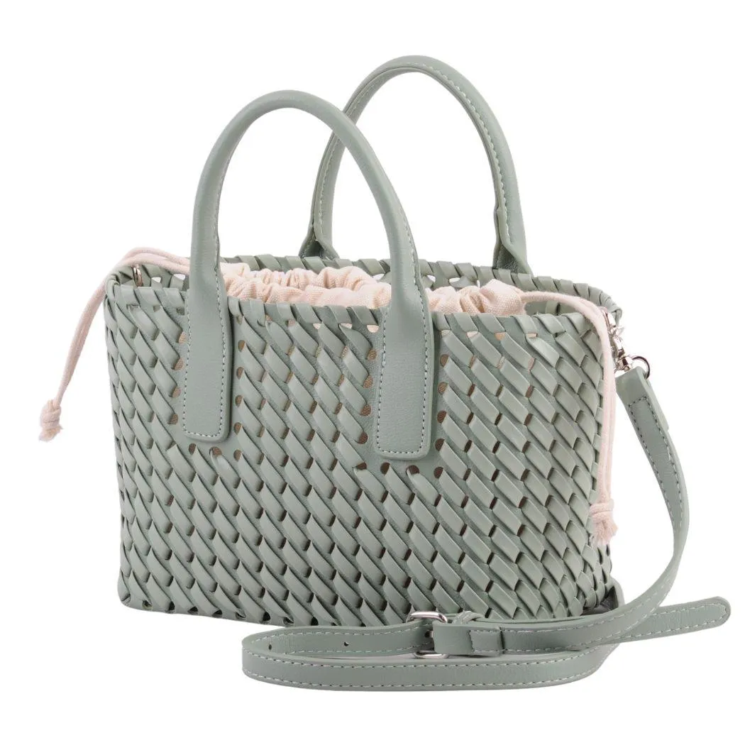 Woven Braided Top Handle Crossbody with Canvas Drawstring Pouch