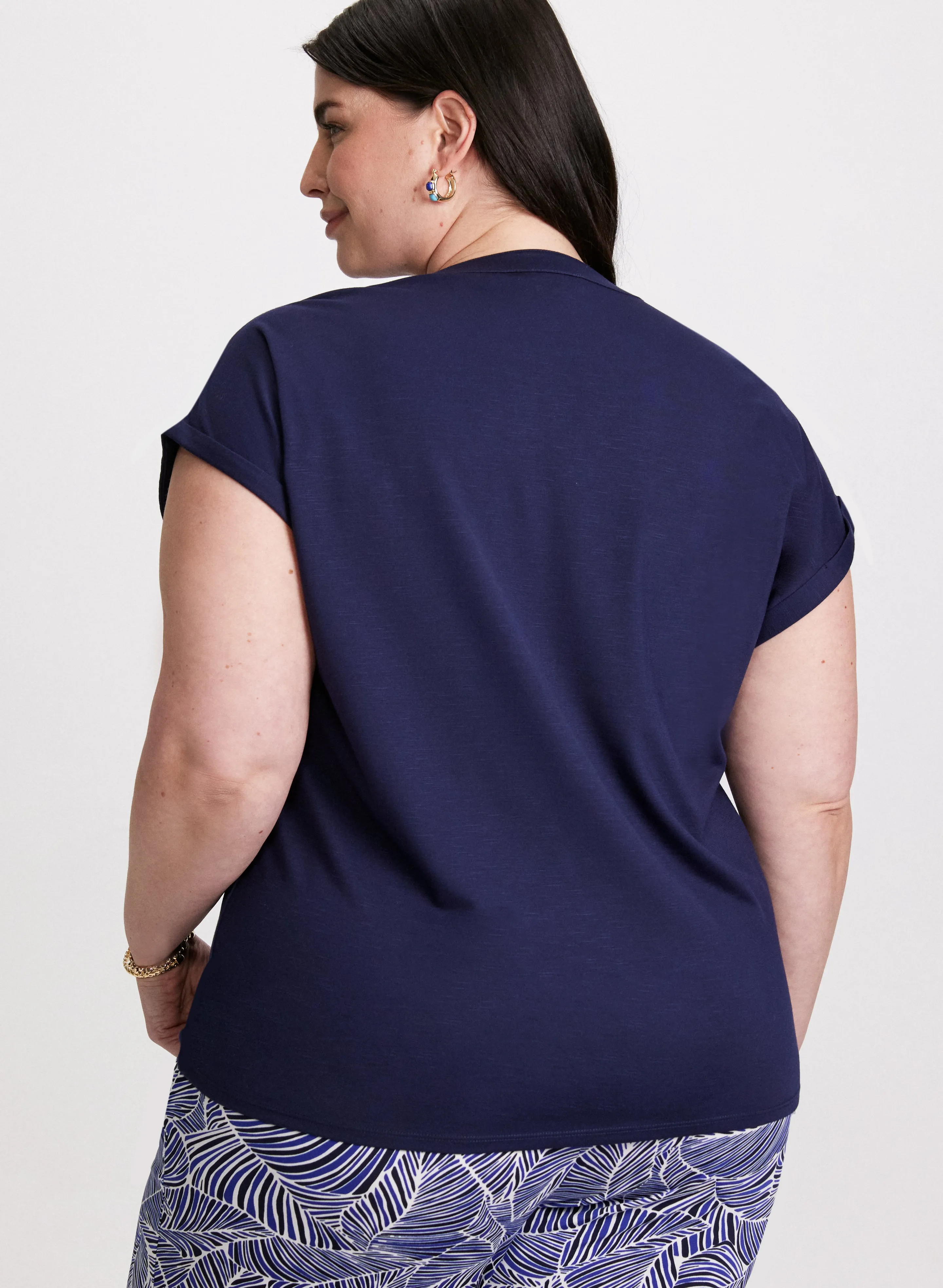 Zipper Neckline T-Shirt